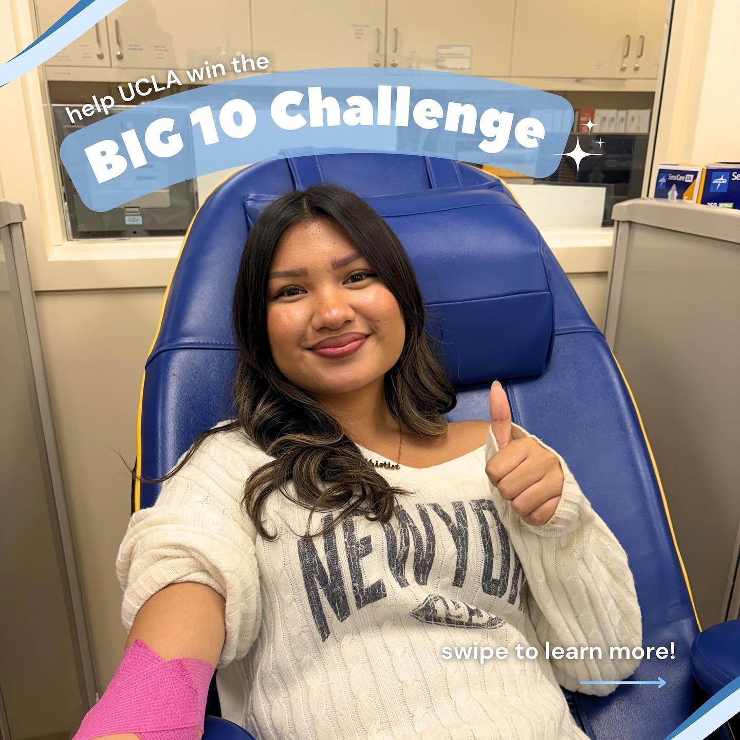 we may not be #1 in football, but we CAN be #1 in blood donations!🩸🫣 sign up to donate blood to help UCLA win the Big Ten Challenge and earn $1 MILLION DOLLARS towards student and community health!🐻
#bigten #donateblood #ucla #uclabruins #gobruins