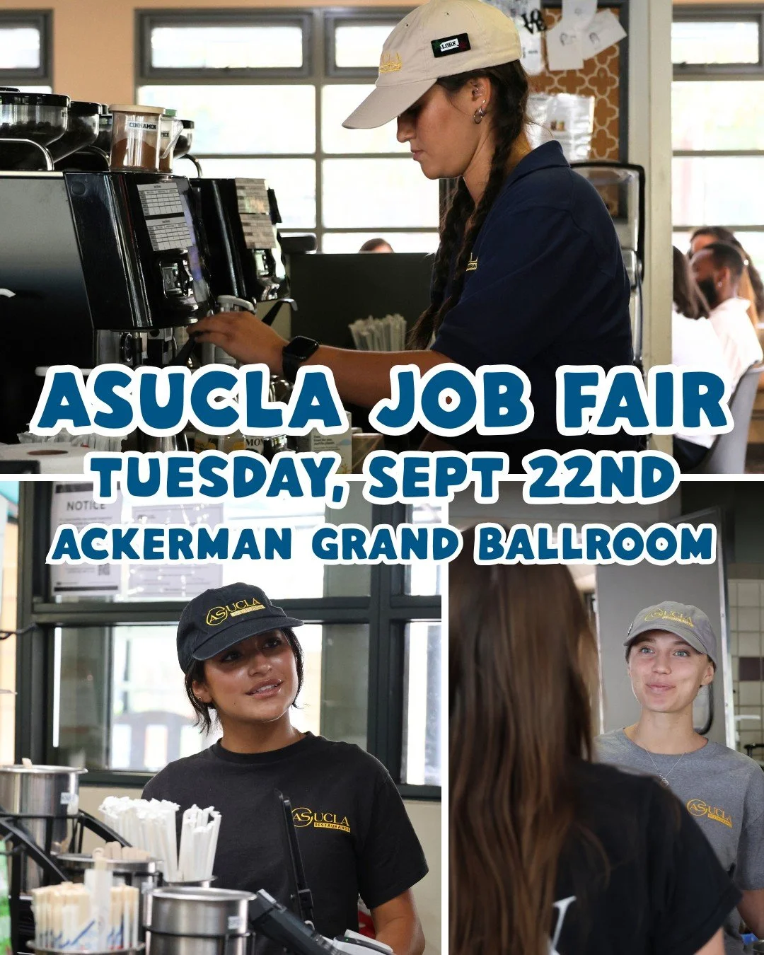Welcome back Bruins!  Join us at the ASUCLA Job Fair and potentially get hired on the spot! 💼 🥳  #asucla  #ucla #careeropportunities