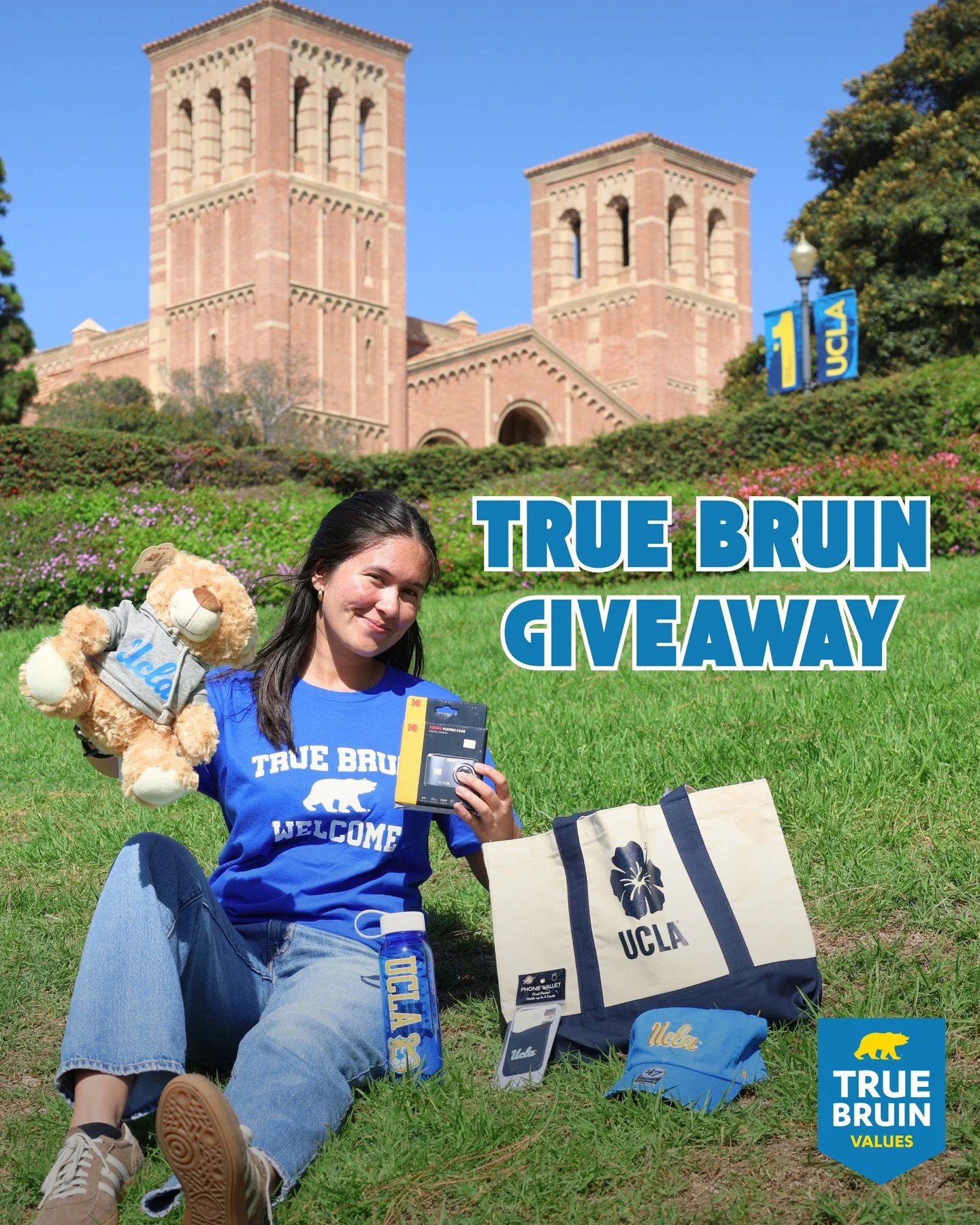 Integrity, Excellence, and Belonging are principles that every True Bruin follows. To celebrate our True Bruin Community, we&rsquo;re doing a giveaway! One lucky winner will win a sweatshirt, t-shirt, digital camera, tote bag, water bottle, hat, and 