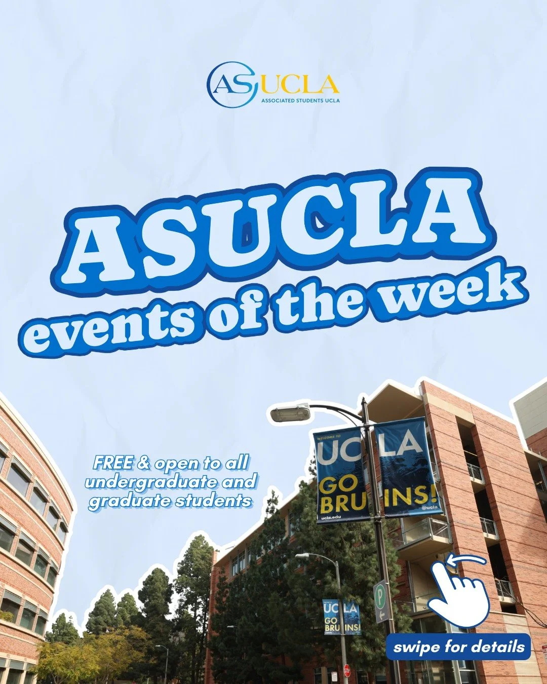 🌟WEEK 4 PROGRAMS🌟

We've got SO many programs this week... and they're FREE🥳 We better see you there!

*Event attendance is subject to capacity limits

#asucla #ucla #uclastore #studentprograms #uclabruins