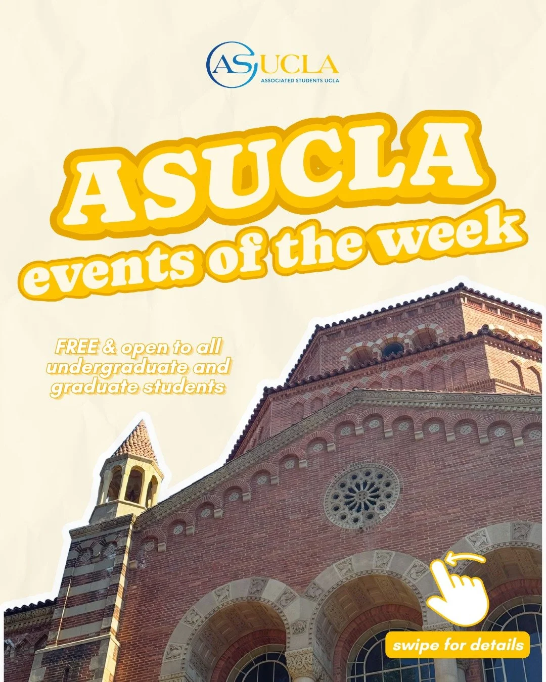 🌟WEEK 5 PROGRAMS🌟

Midterms getting you down??? Well, it's Halloween week, so take a study break and celebrate spooky season with ASUCLA🎃

*Event attendance is subject to capacity limits.

#asucla #ucla #fallactivities #studentprograms #halloween