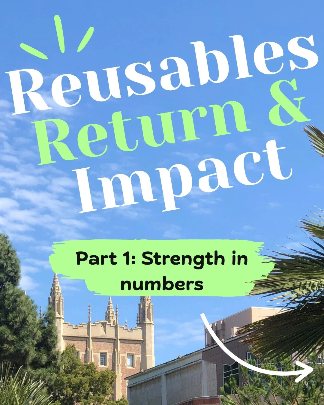 Introducing @reusables_takeout Return and Impact! 🌱 ♻️ 

We will be breaking down the numbers behind the Reusables program and highlighting the difference being made on campus! 

Register for reusables today and help improve sustainability at UCLA!!