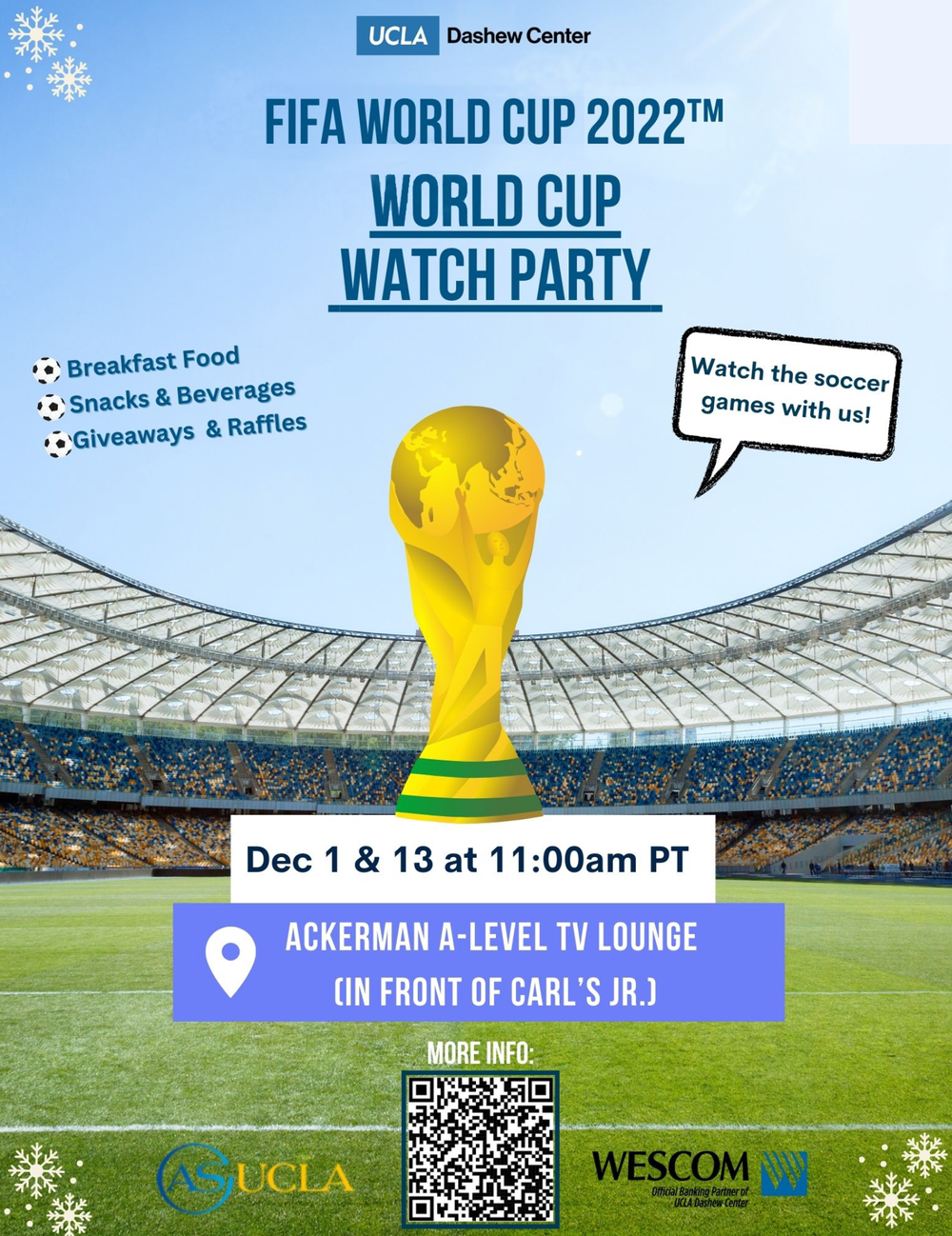 Enjoy FIFA World Cup games live at Dec. 1, Dec. 13 watch parties — ASUCLA