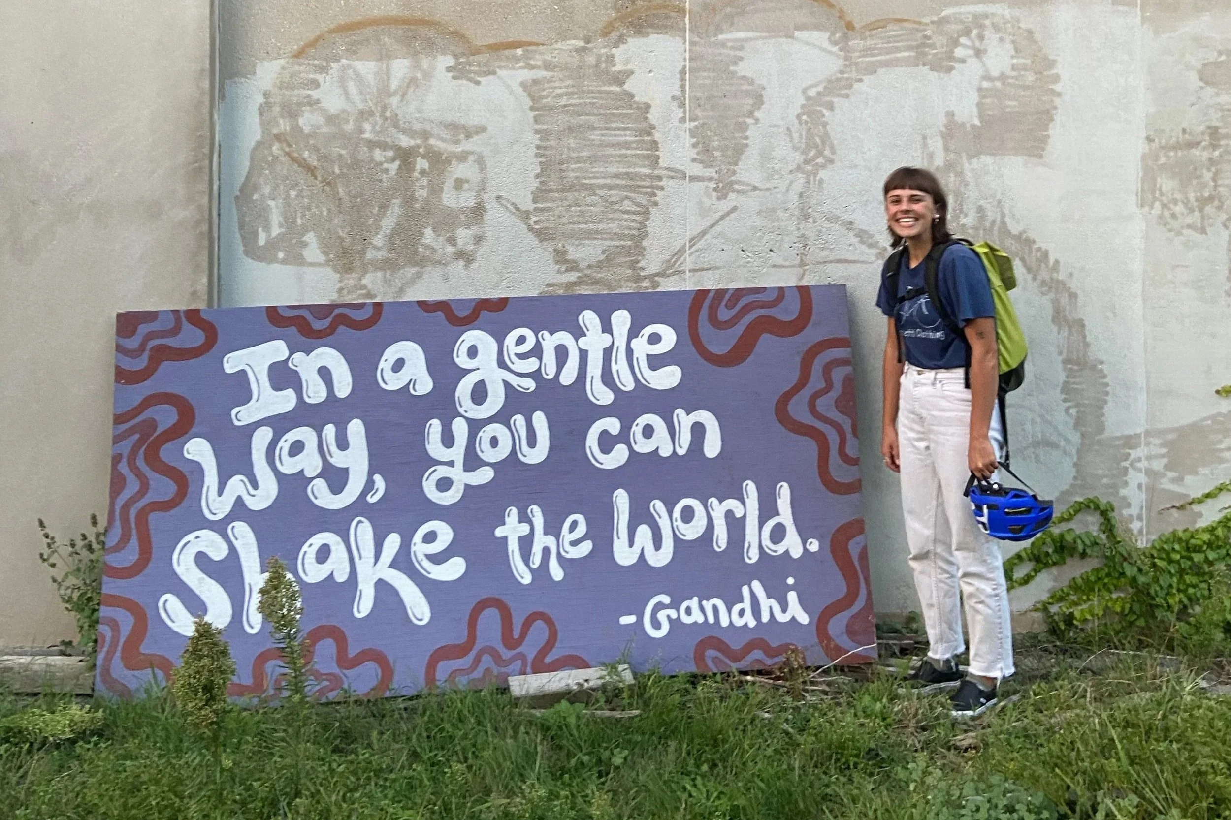 Upcycled Wood Mural at School Garden