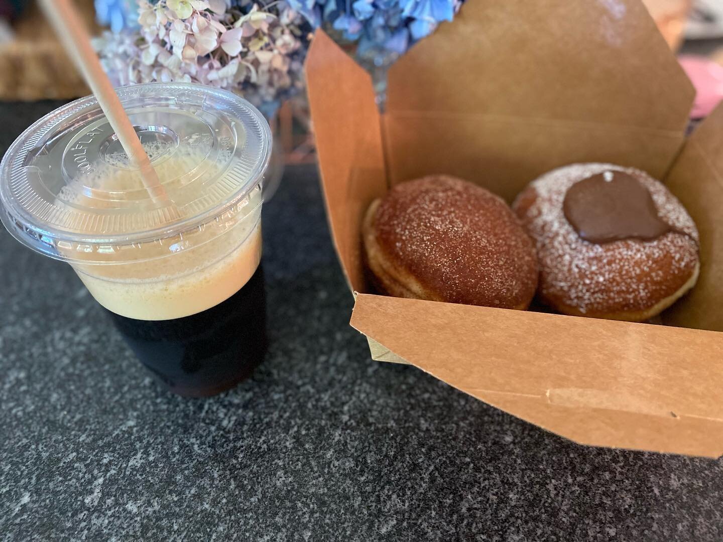 🍑Champion Local Business🍑

We love starting the weekend at @panedolcettiwilbraham 

Our favorites - Nitro Cold Brew, Bomboloni, (both pictured) and their signature Cinnamon Buns. 

You can always find fresh baked bread, panini, gourmet pastry, coff