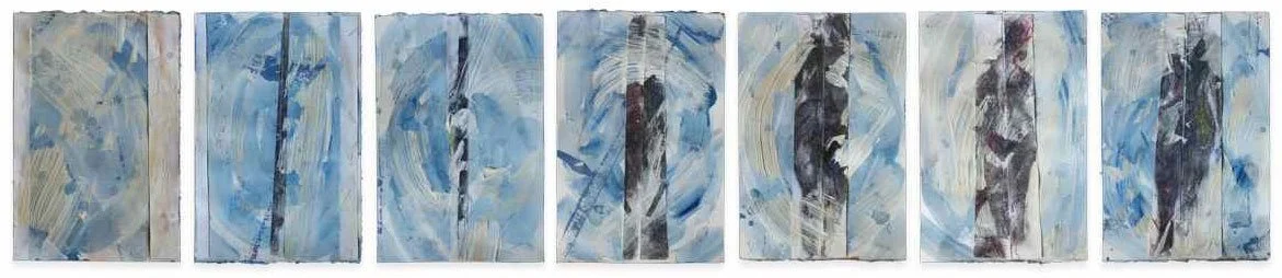 What was left  
Acrylic, Ink, Pastel, Graphite on paper 
7 panels