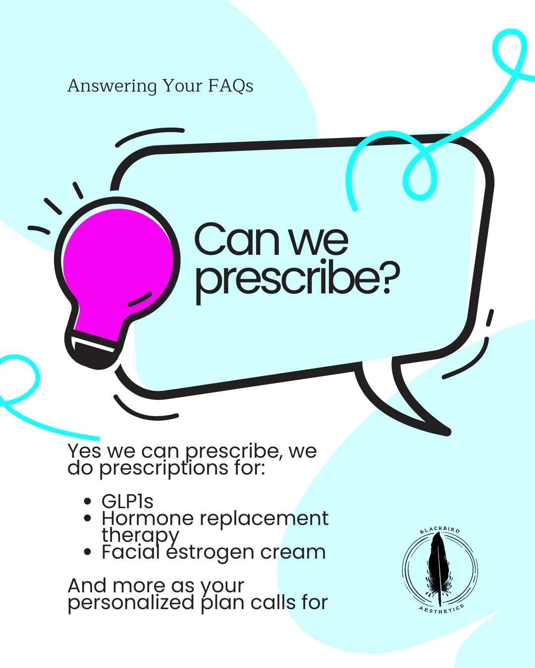 Did you know that Blackbird offers prescription medications as a part of your tailored, science-backed wellness plans? Our medical team takes a holistic approach with nutrition, lifestyle, supplements, and yes, prescription medications as well. Learn