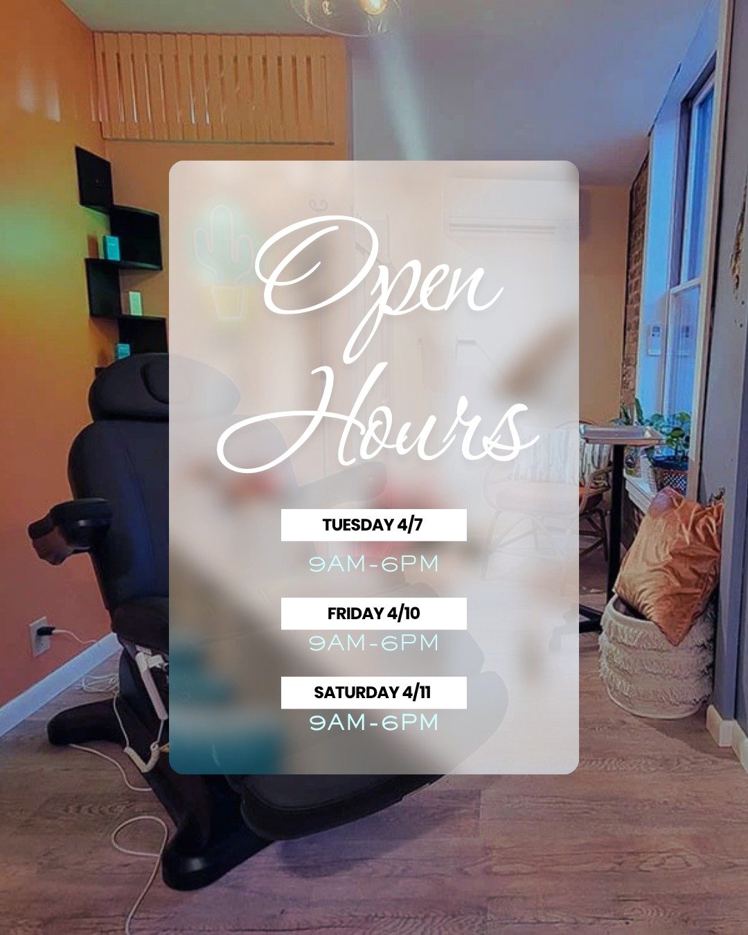 Spontaneous or last-minute folks, we've got you covered! 😉 We do next day booking for our wellness and med spa services. Our hours this week: 

✨Tuesday 4/7  9AM-6PM
✨Friday 4/10  9AM-6PM
✨Saturday 4/11 9AM-6PM

Book today with the link in our bio!
