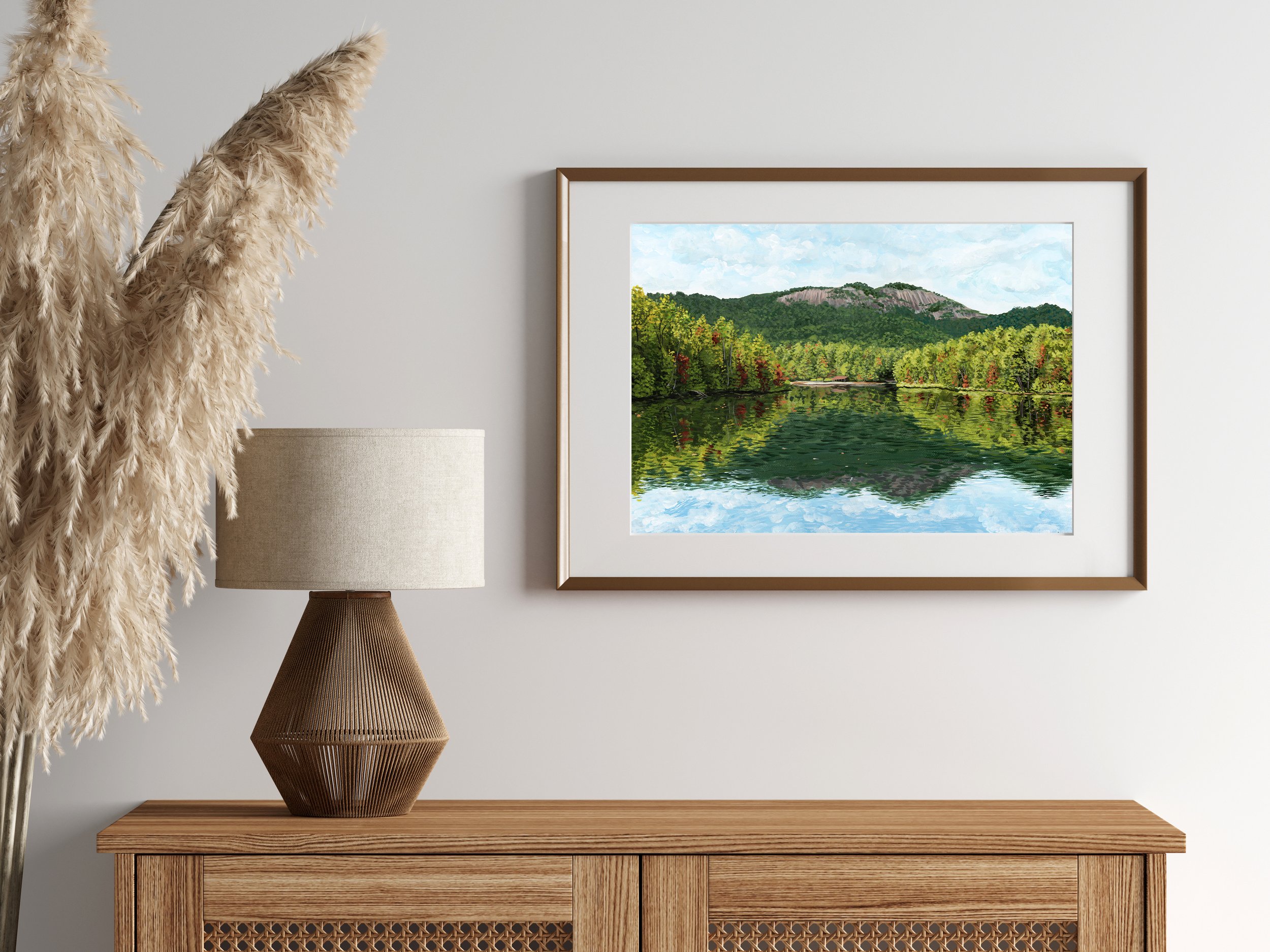 Prints of painting of Table Rock State Park by Kristin Holzer - fine art print - south carolina state park - framed example
