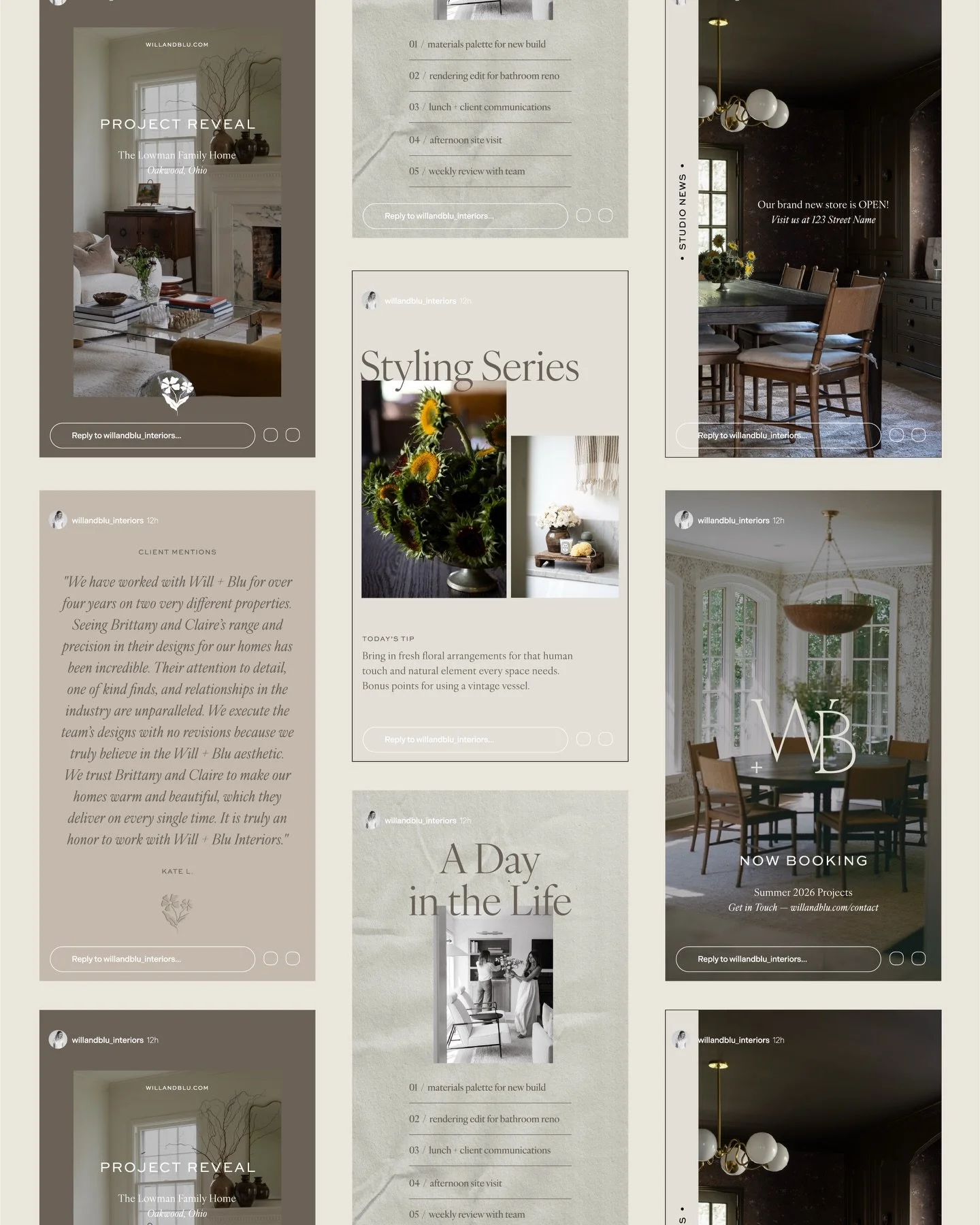 Digital to print touch points for the always easy to celebrate @willandblu_interiors