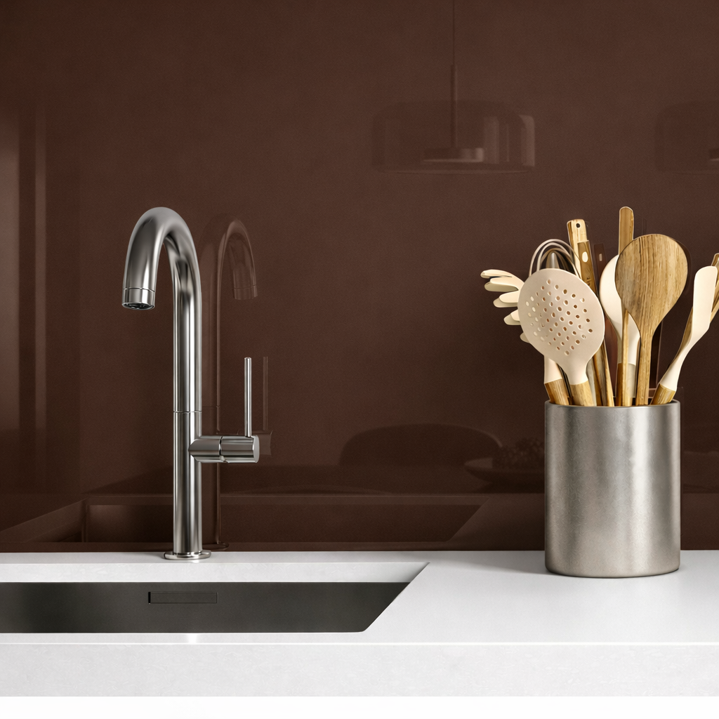 Chocolate Brown Painted Splashback