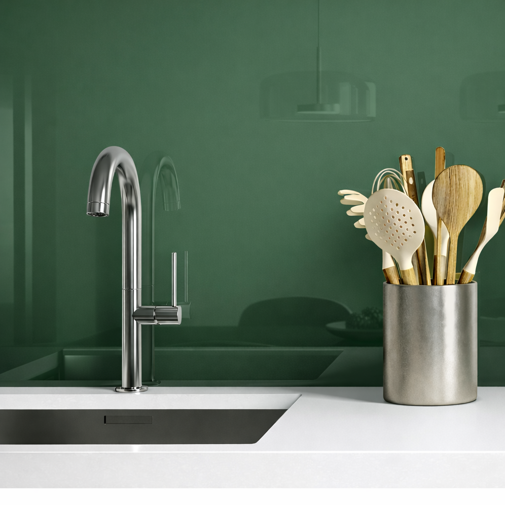 Jade Green Painted Splashback