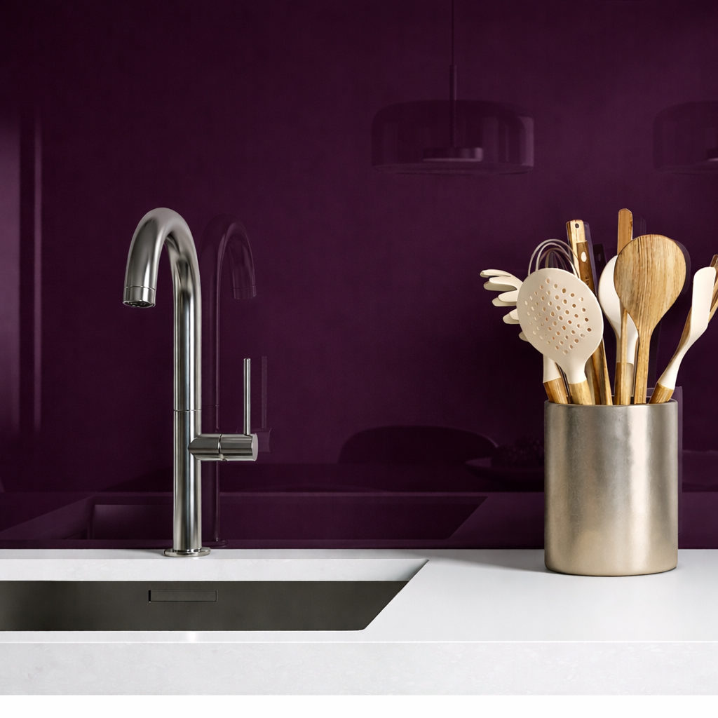 Deep Purple Painted Splashback