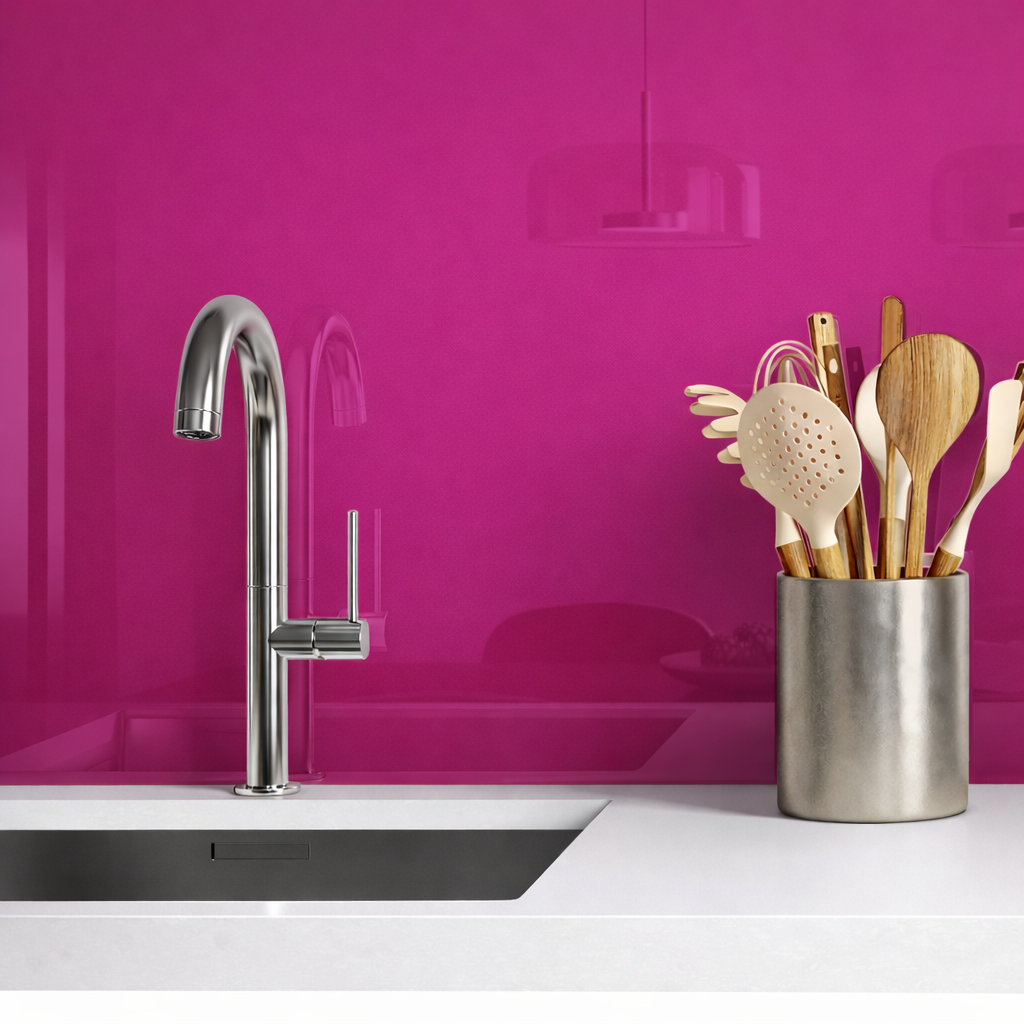 Fuchsia Pink Painted Splashback