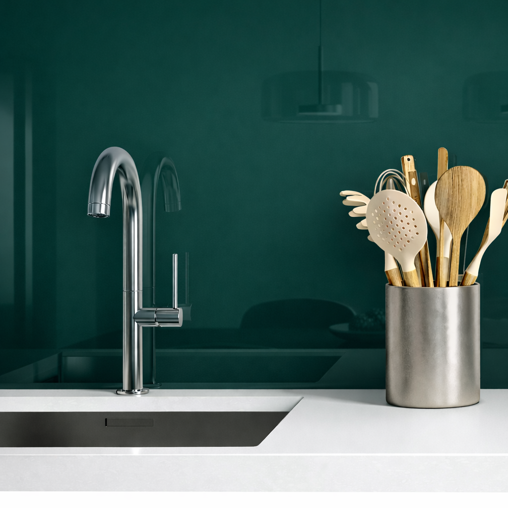 Emerald Green Painted Splashback