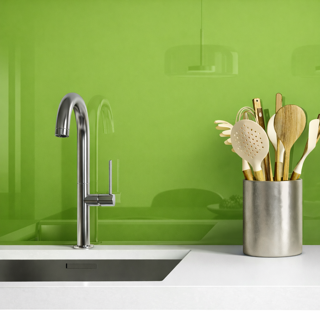 Lime Green Painted Splashback