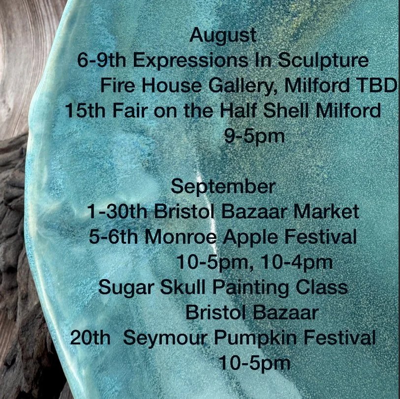 Upcoming Events; listing various local events in August and September, including art exhibitions, fairs, festivals, and a pumpkin event.