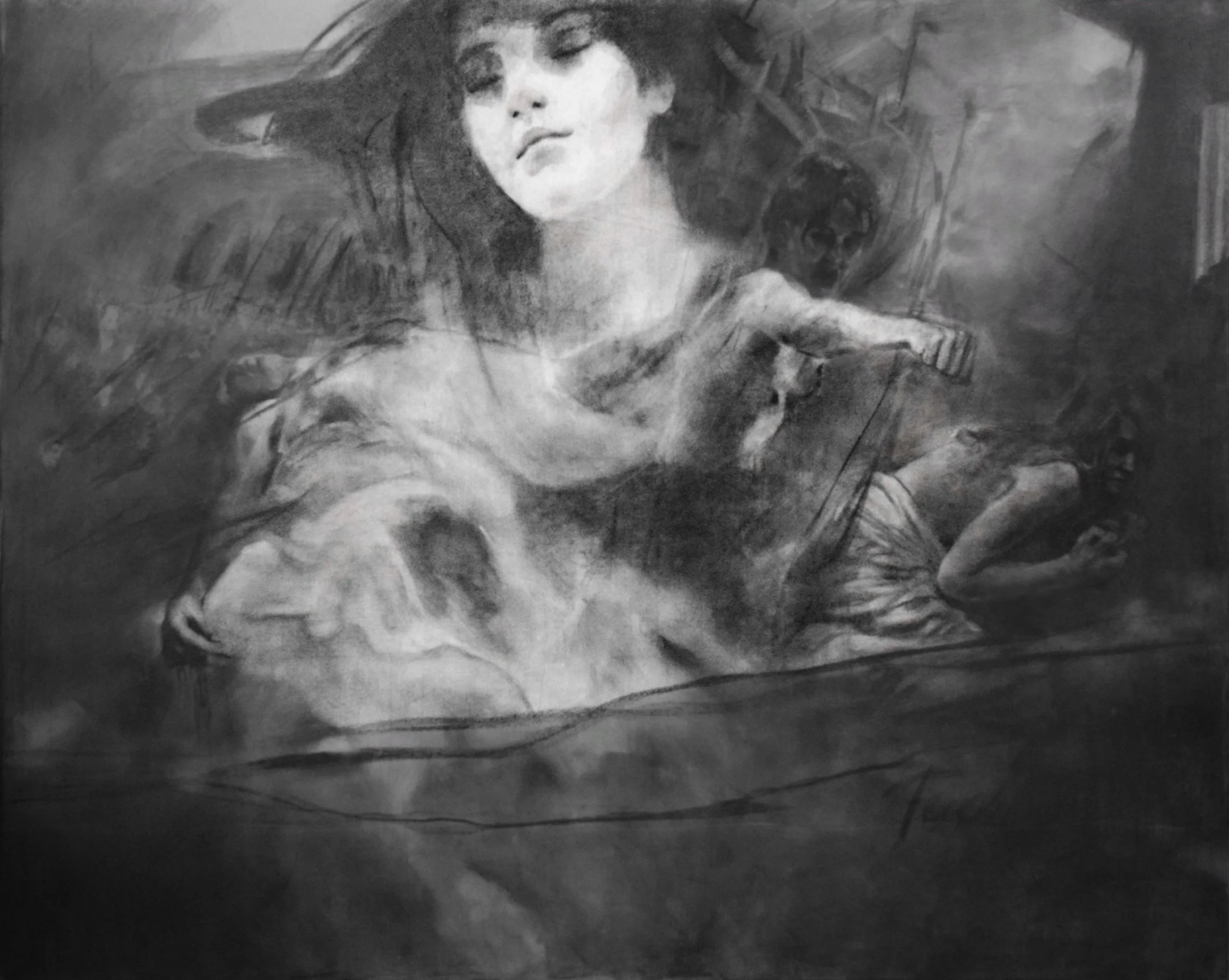 Women, Life, Freedom- Charcoal on canvas, 48x60 in.