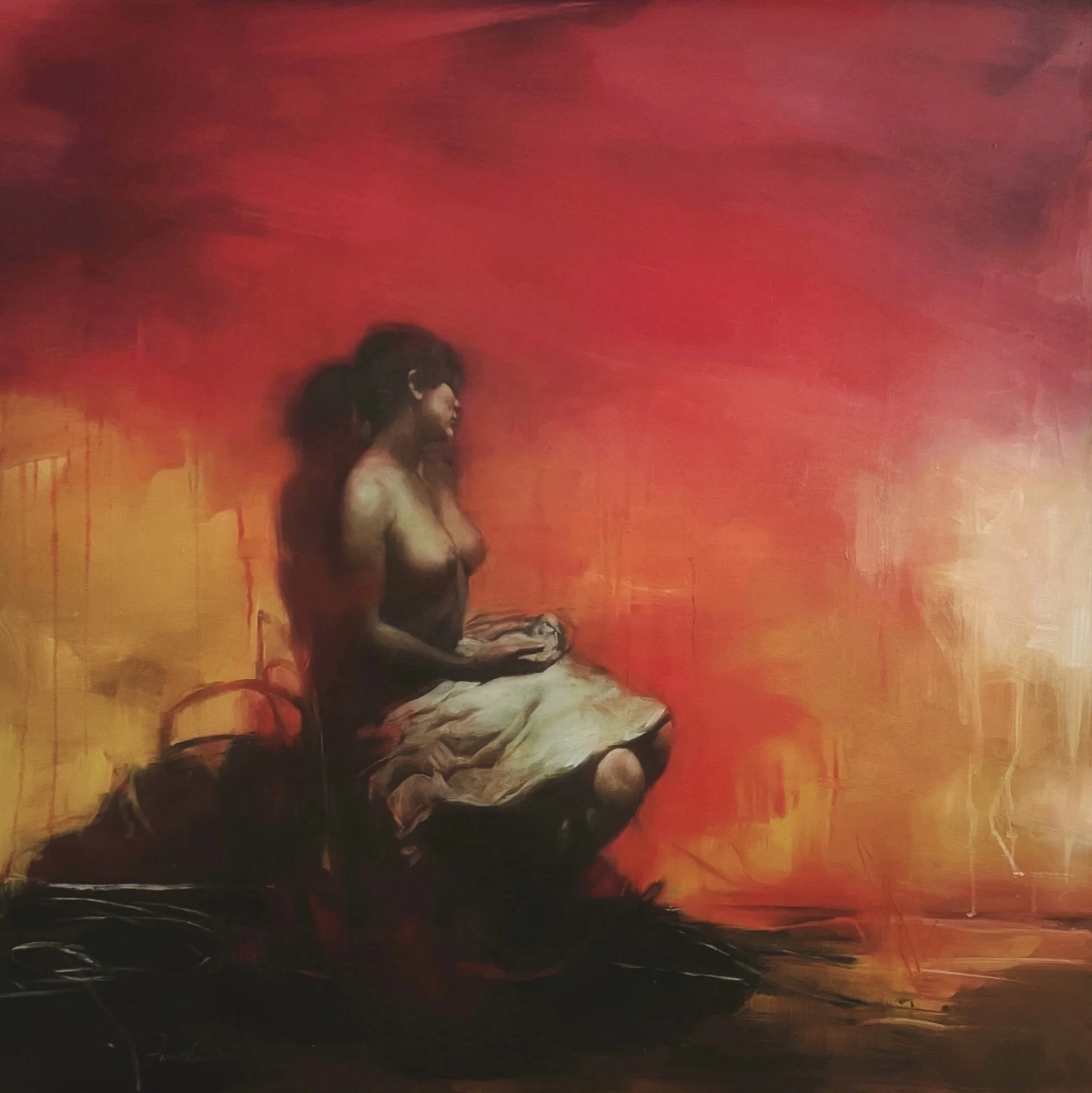 I Burn, Yet I Wait-Oil on canvas - 48x48 in