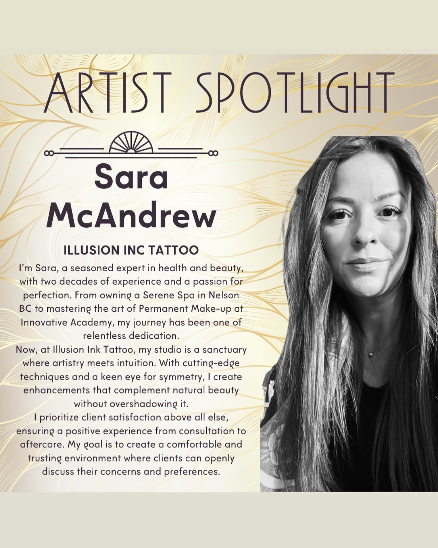 Featuring our newest member Sara with Illusion Ink !! An absolute gem of a PMU Artist !!! 

✨Lip Blush Tattoo 

✨Lash Enhancement Tattoo

✨Powder Ombr&eacute; Brow Tattoo

✨Microneedeling 

✨Lift Saline Tattoo Removal 

✨9 years experience 

✨Booking