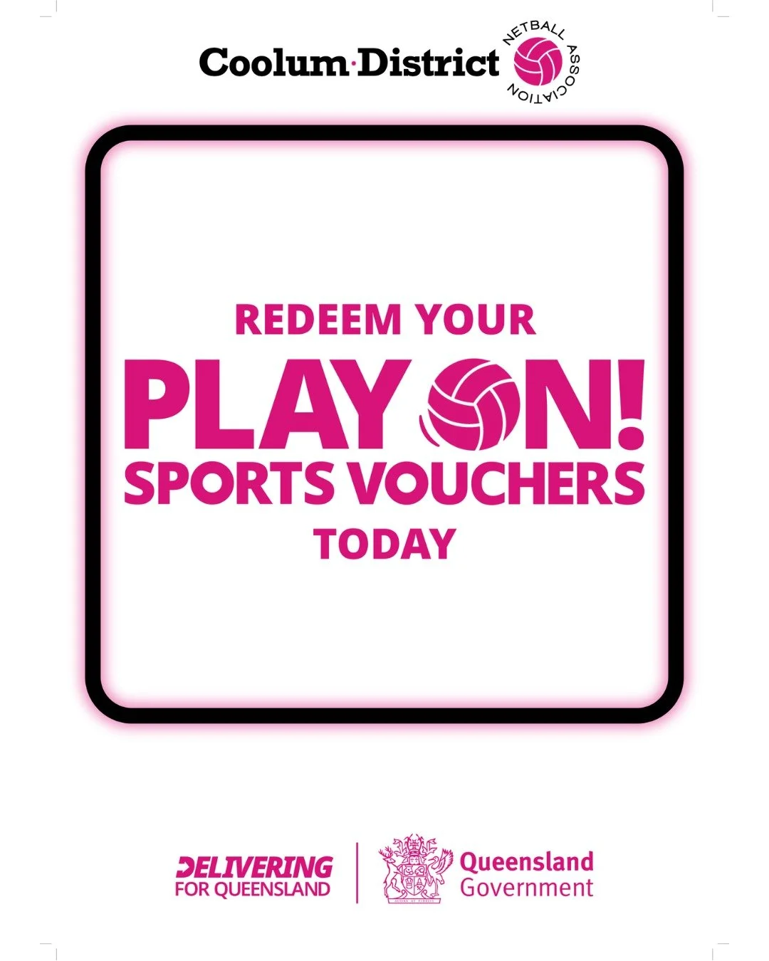 Coolum Netball is an APPROVED Play On! Sports Voucher Provider 🏐

As an approved Play On! Sports Voucher provider, Coolum Netball is proudly making quality netball programs more accessible for families in 2026.

🏐 Play On! Sports Vouchers &ndash; R