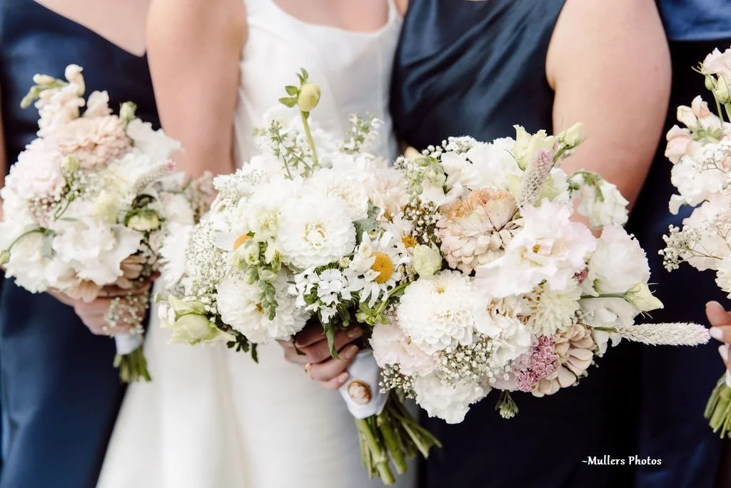 Blush and white bridal bouquets