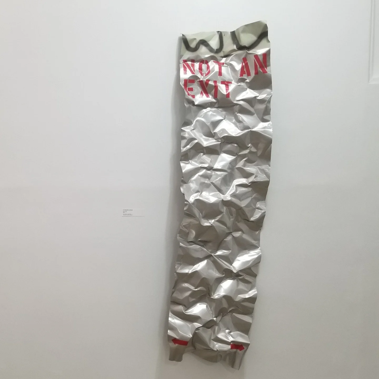 "Not An Exit," Christophe Leroux (2012)
7 ft x 2.5 ft
Oil spray paint on aluminum wall sculpture
On view at the Xela Institute of Art in Los Angeles County/Long Beach, CA

#artcollector #artlover #artofinstagram #museum