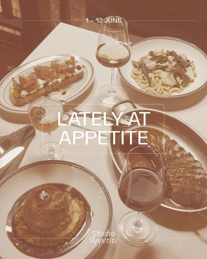 LATELY AT APPETITE 🍝 
Makuru has entered the chat, bringing stormy nights and bitingly cold mornings. Hitting the ground running with winter campaign launches, new menus and brand builds. Racing between lo-fi and high production shoots in our Blunds