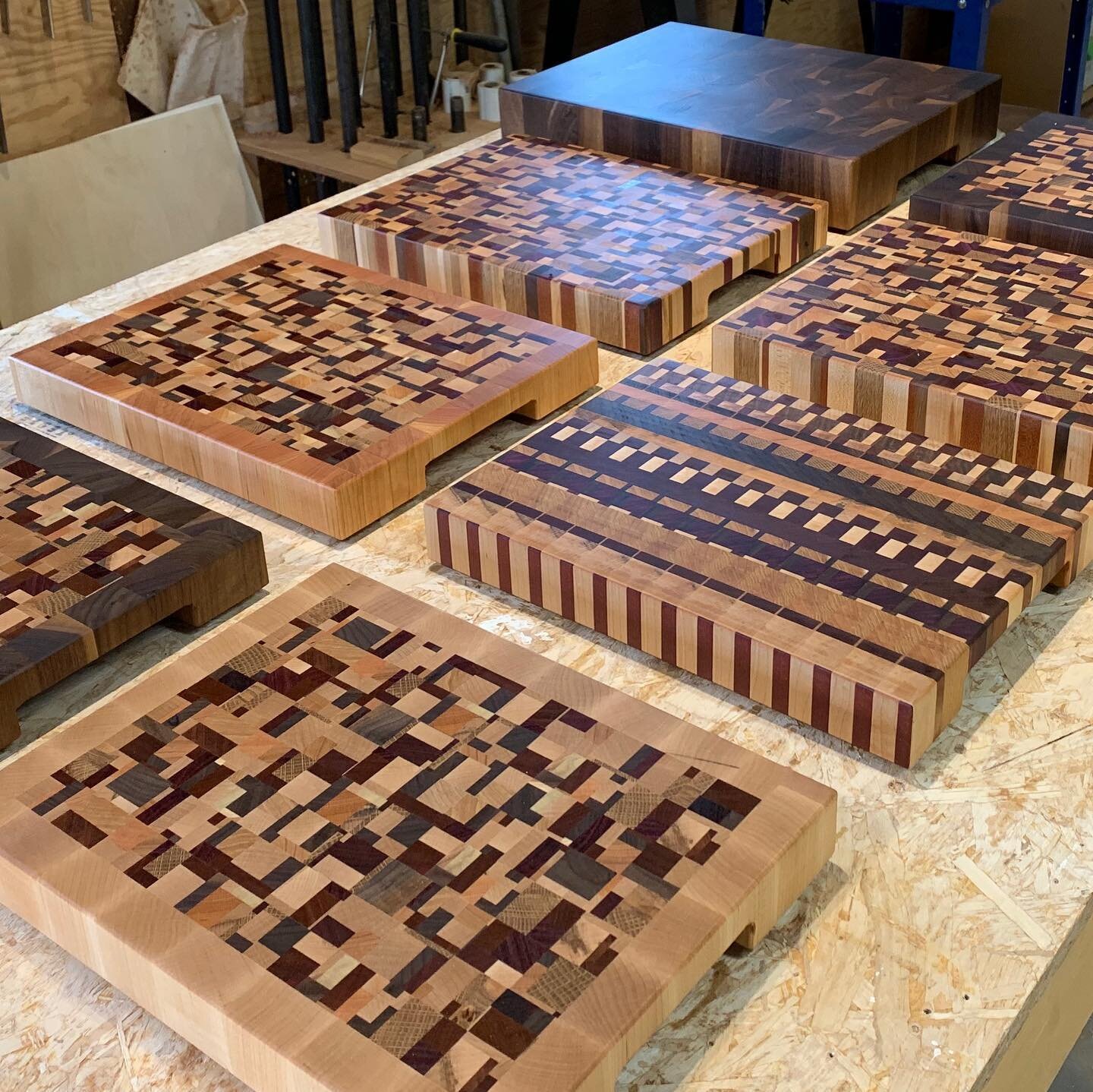 After 6 separate glue ups these cutting boards are finished!
