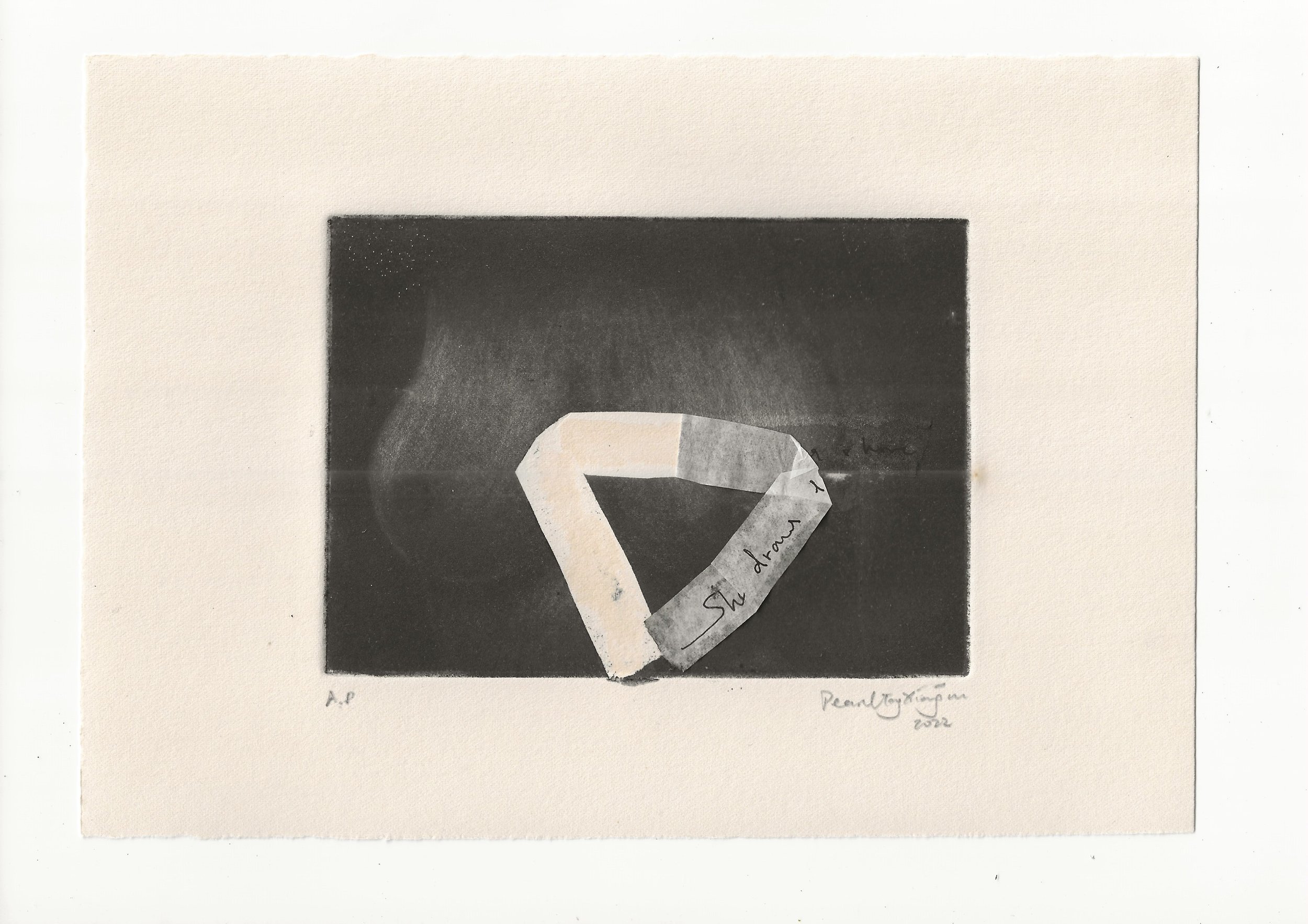 The fondest thoughts, Pearl Tang Xiaow Jun, Mock Mezzotint and Cine colle, 2022.