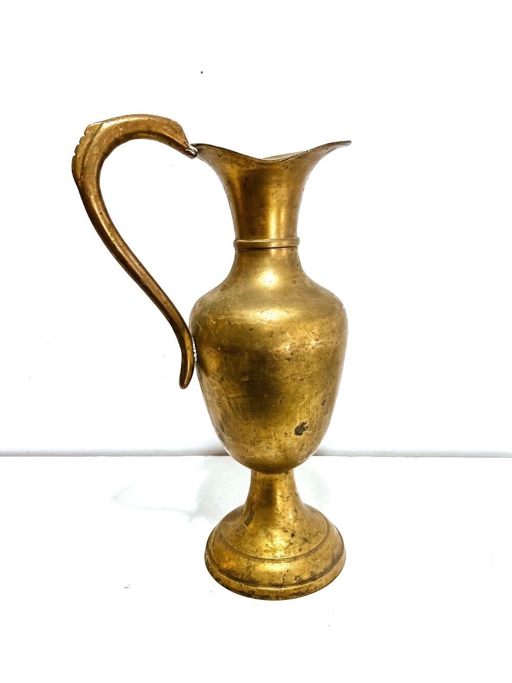 Large Vintage Solid Brass Pitcher Vase — myrtle and mo