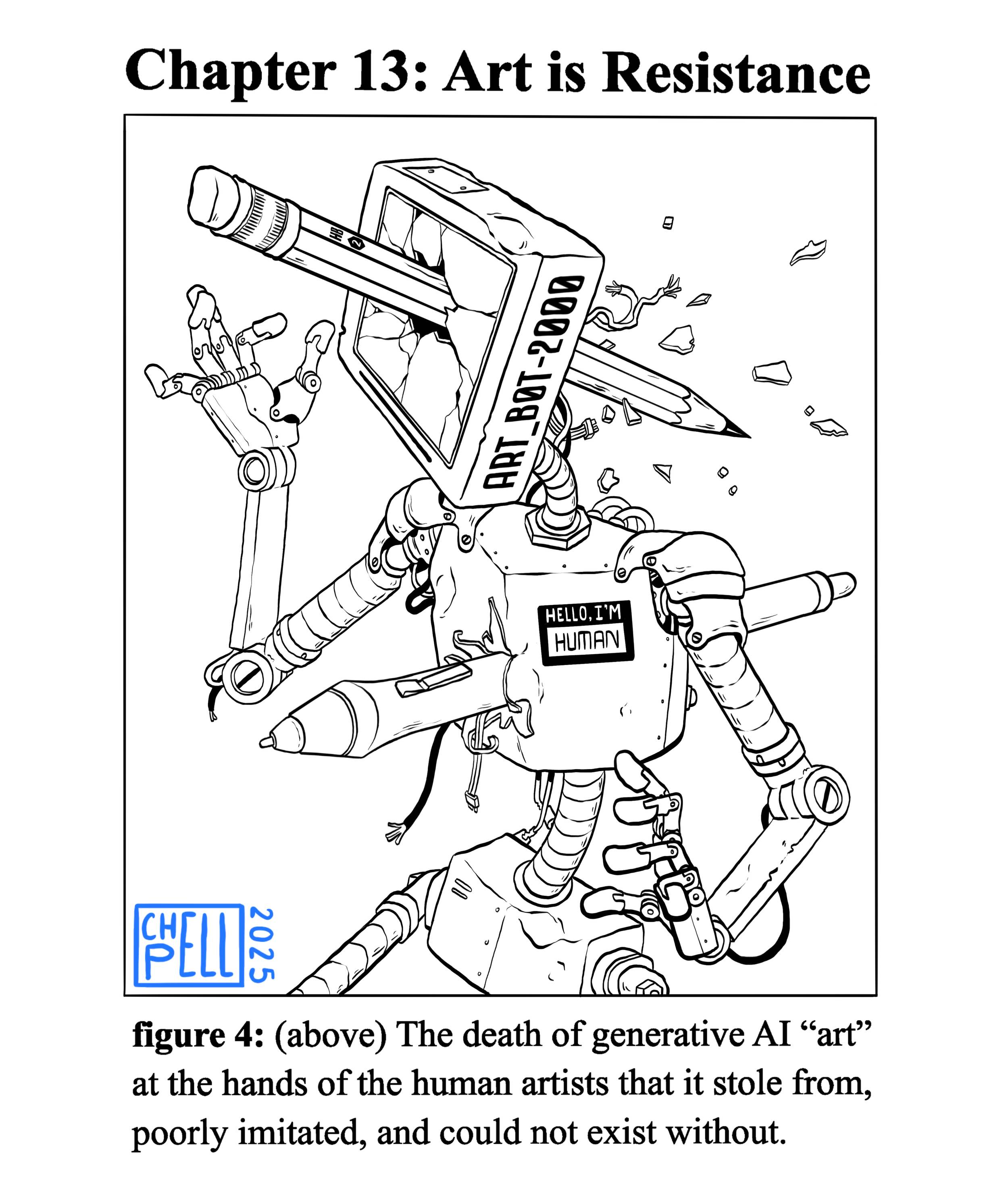 "Chapter 13: Art Is Resistance" - Digital 
(My submission for the 2025 Raw Paw Design Challenge - Theme: "World Wide Web")