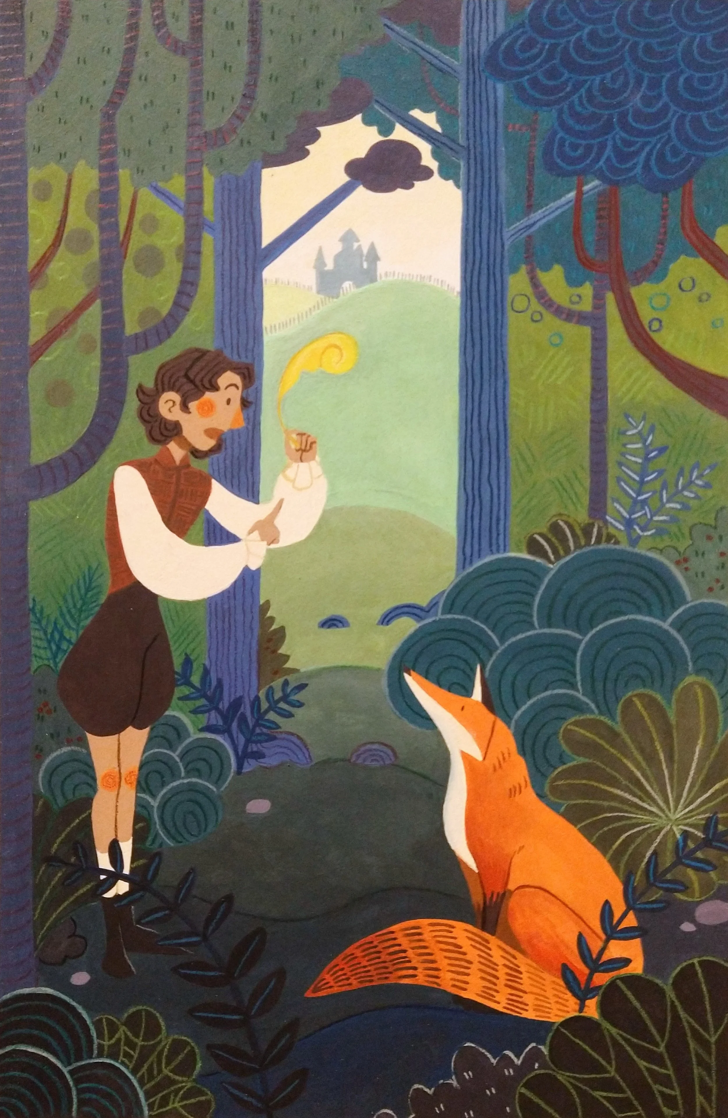 Gouache and Colored Pencil