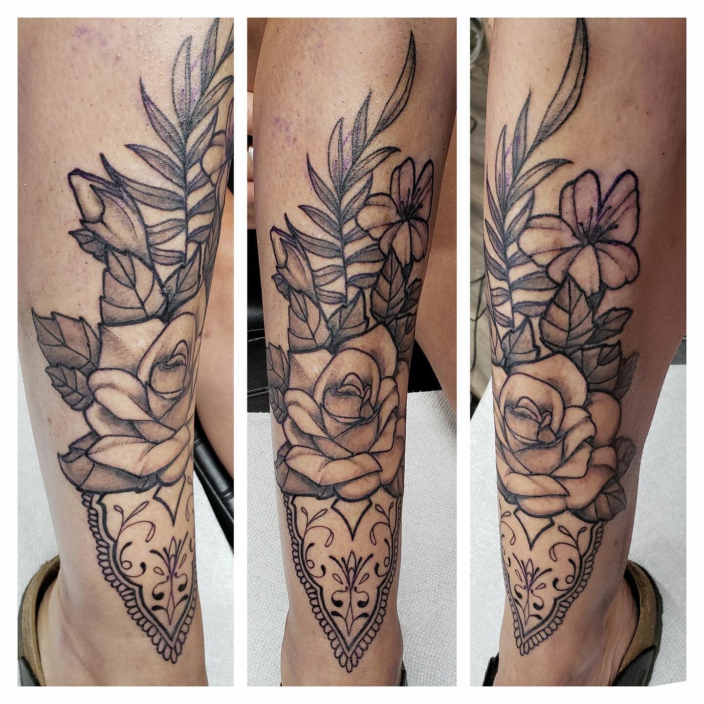 Custom #ornamental #botanical design. 
Thanks so much Theresa. #tattooapprentice #saskatchewanartist #saskatchewan #canadianartist #tattoo #tattoos #yxeartist #yxetattoos #yqr #yqrtattoos #yqv #yeg #yorktonarts #yorktonsk #regina #saskatoon #flowers 