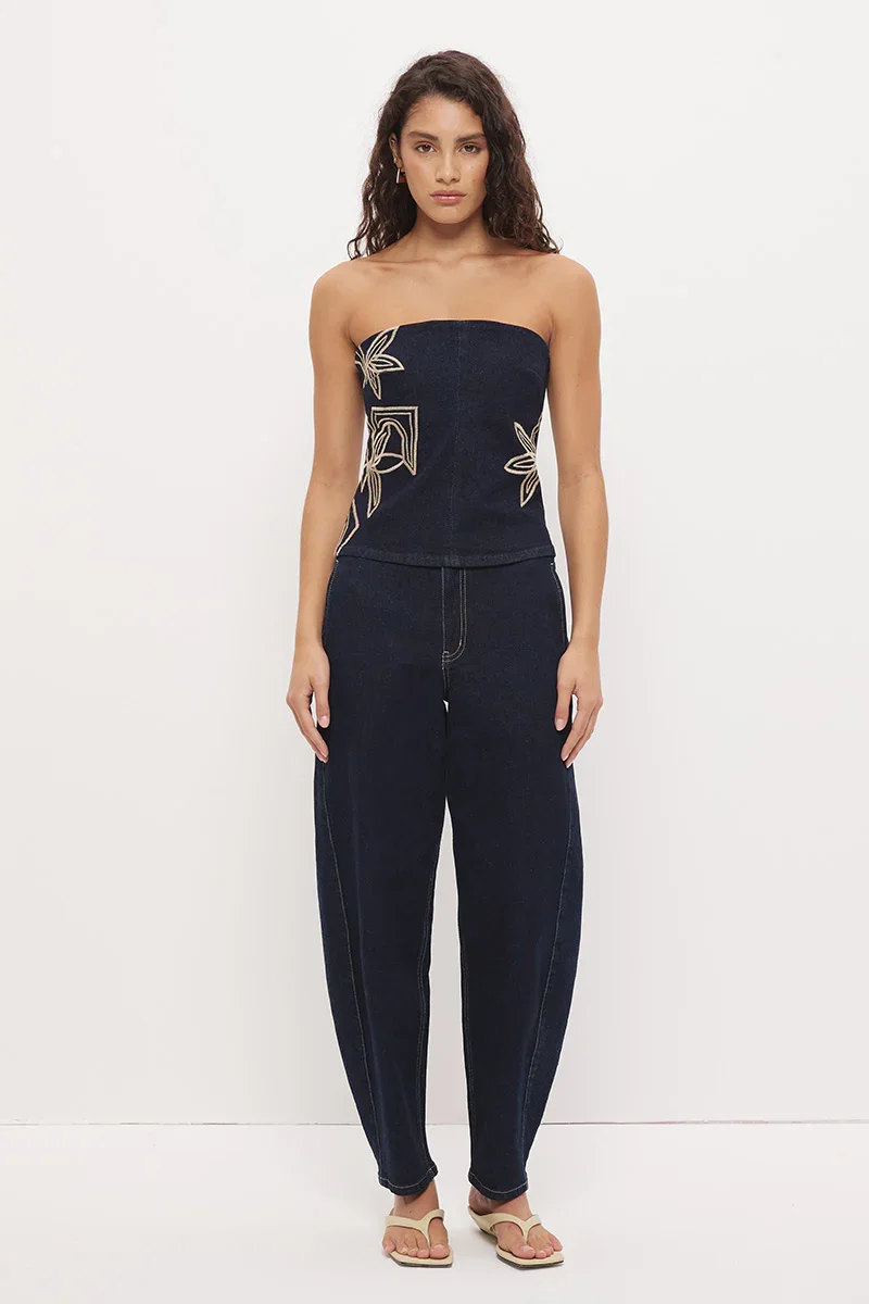 Cora Denim Barrel Leg Jean Ink Blue