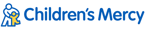 Children's Mercy logo with a stylized child and parent graphic.