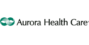 Aurora Health Care logo with stylized green icon and black text