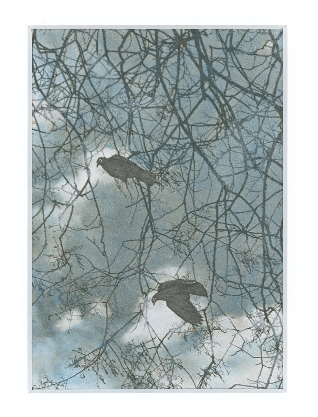 Le ciel de Paris (printemps), pris de vue appareil photo argentique, papier aquarelle peint a la main, unique 