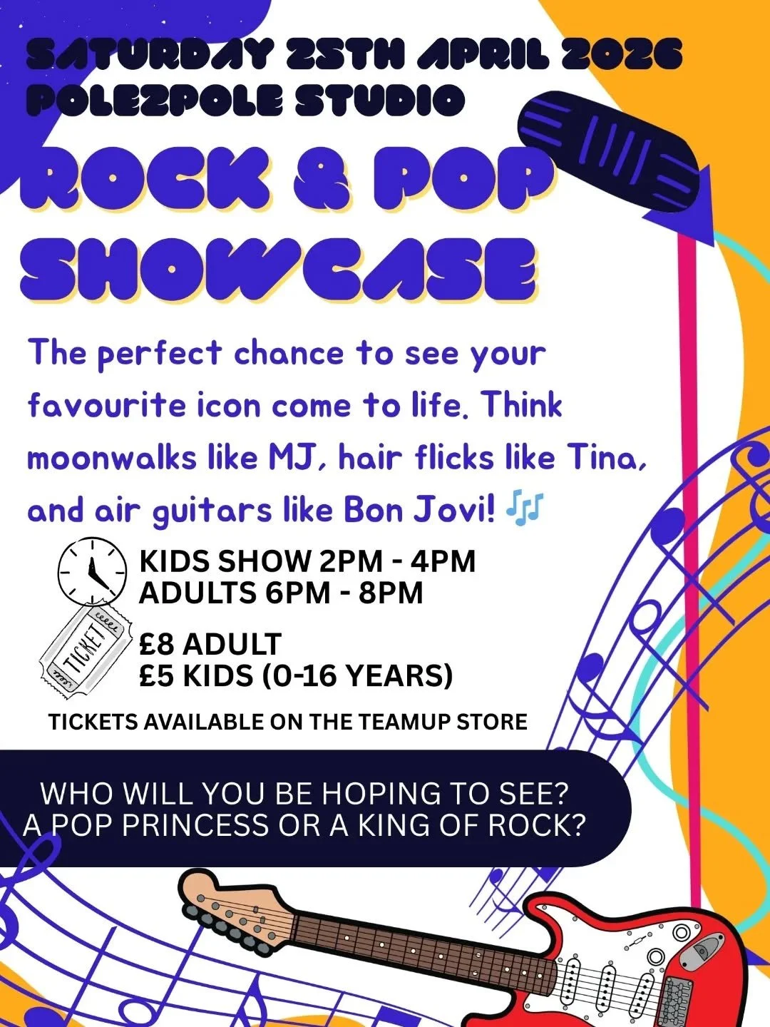 TICKETS FOR THE SHOWCASE
Tickets are available from the store via the website (not the app).
Child ticket (ages 0&ndash;16years): &pound;5
Adult ticket &ndash; Kids Showcase: &pound;8
Adult ticket &ndash; Adults Showcase: &pound;8
Each ticket clearly
