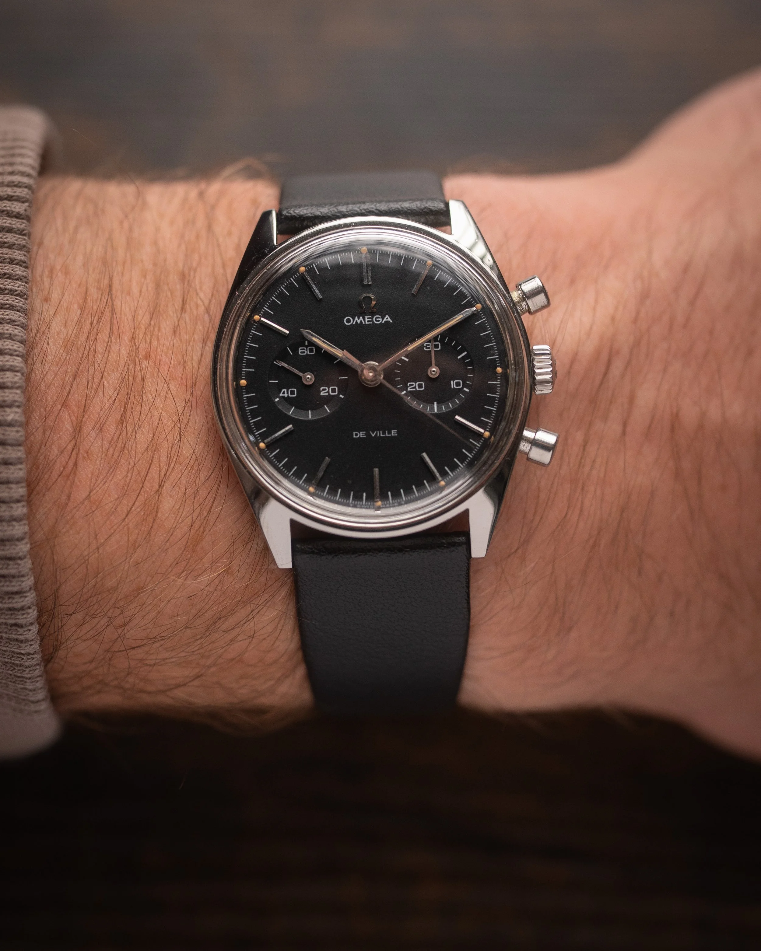 Omega De Ville Chronograph Ref. 145.017 - Very Rare Matte Black Dial