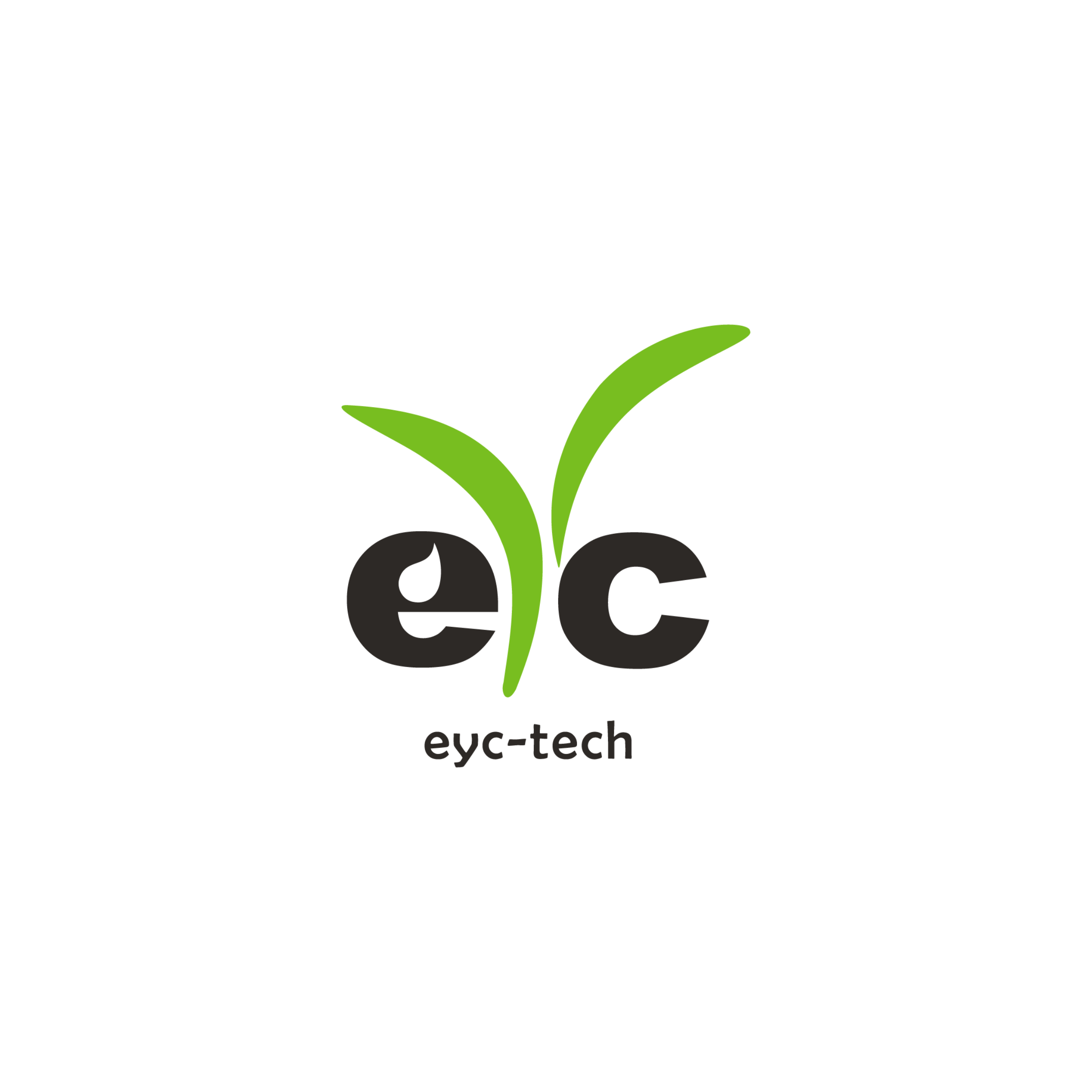Logo of a green sprout growing over the letters 'e' and 'c', with the words 'eyc-tech' below.