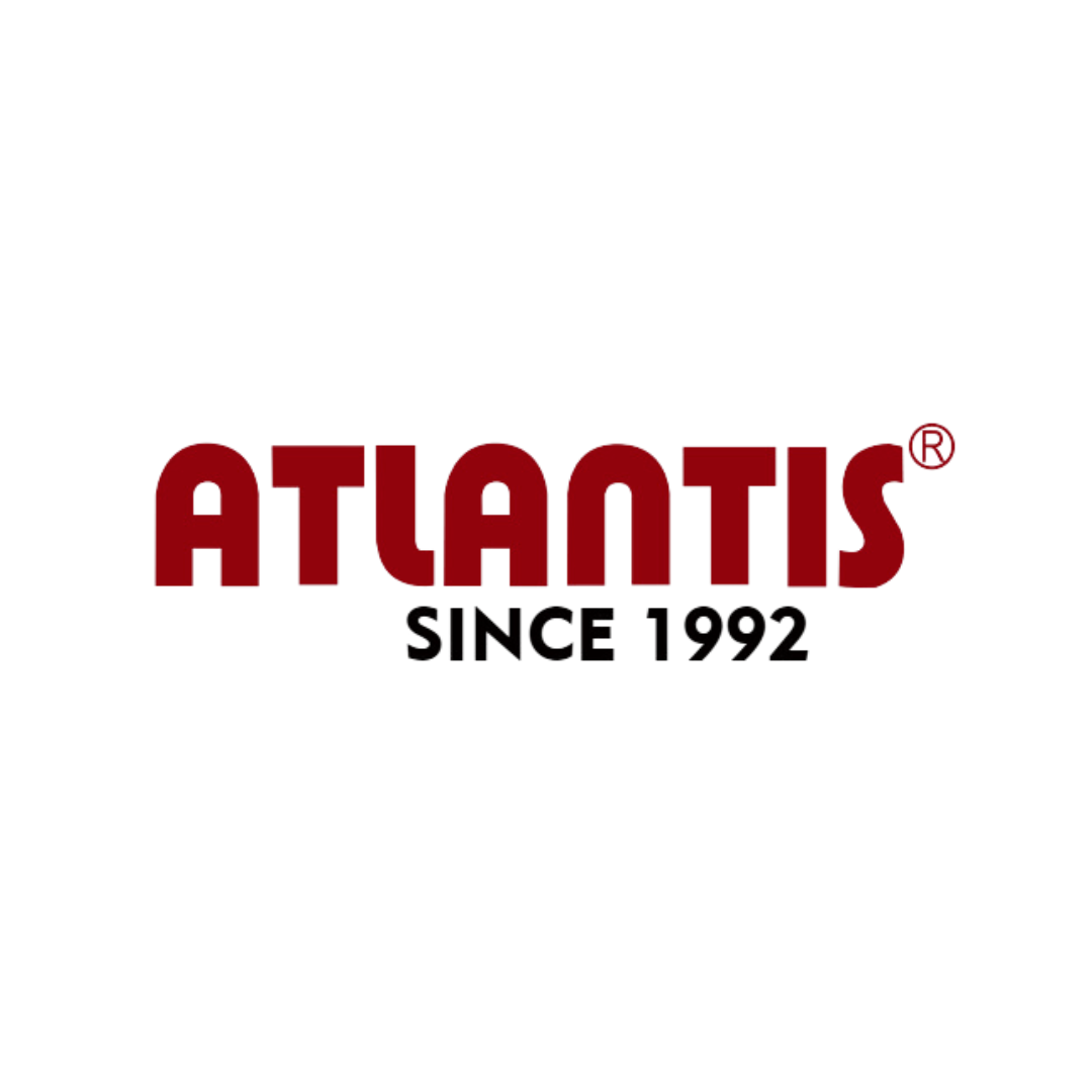 Red and black logo with the text "Atlantis Since 1992" on a white background.