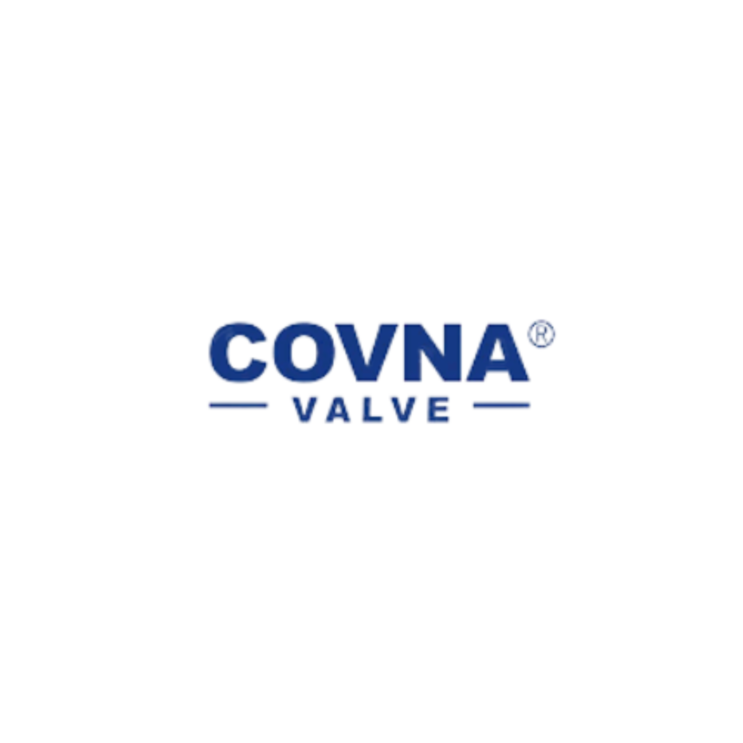 Close-up of a black background with a logo in the center that reads 'COVNA valve' in blue text.