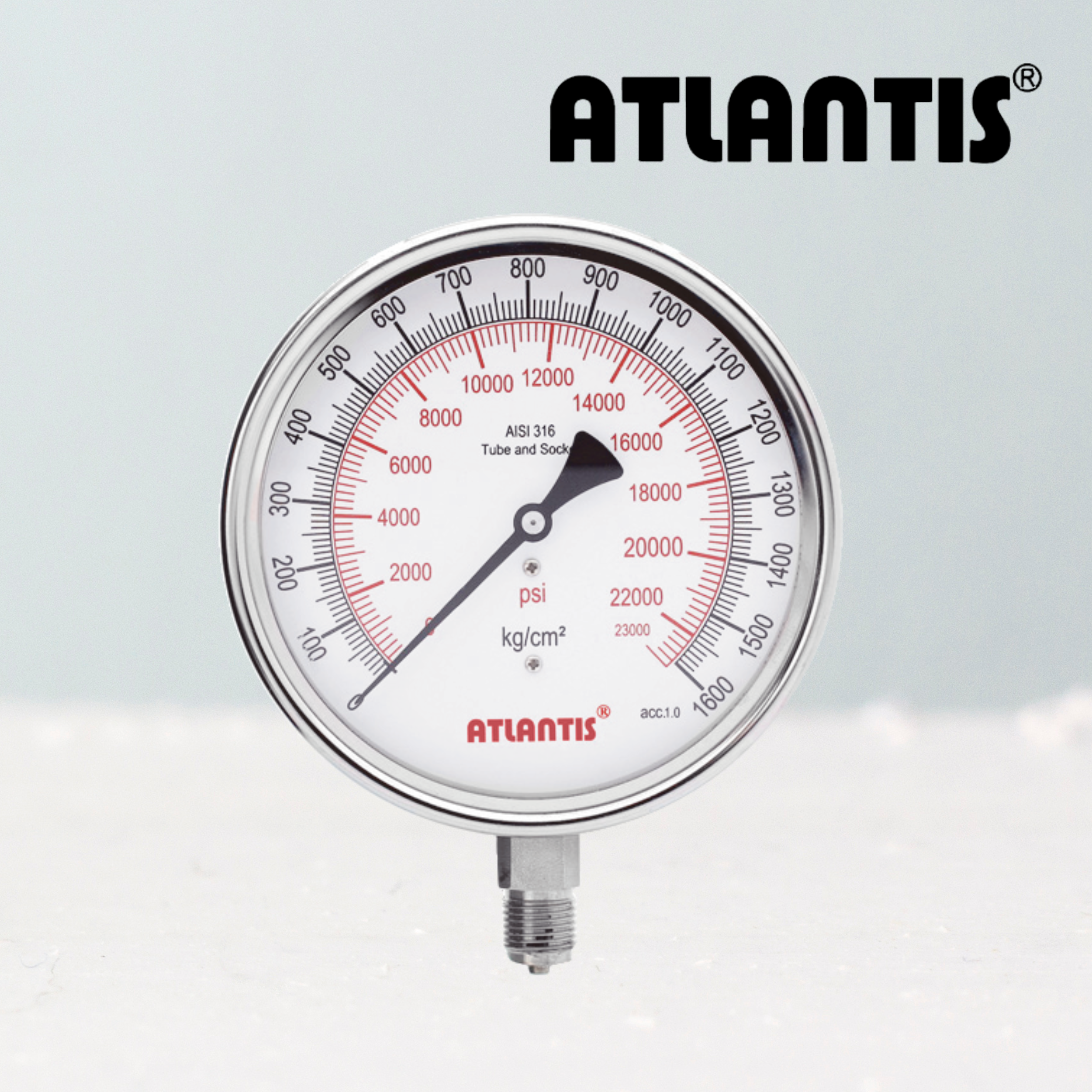 ATLANTIS All Stainless Steel High Pressure Gauge