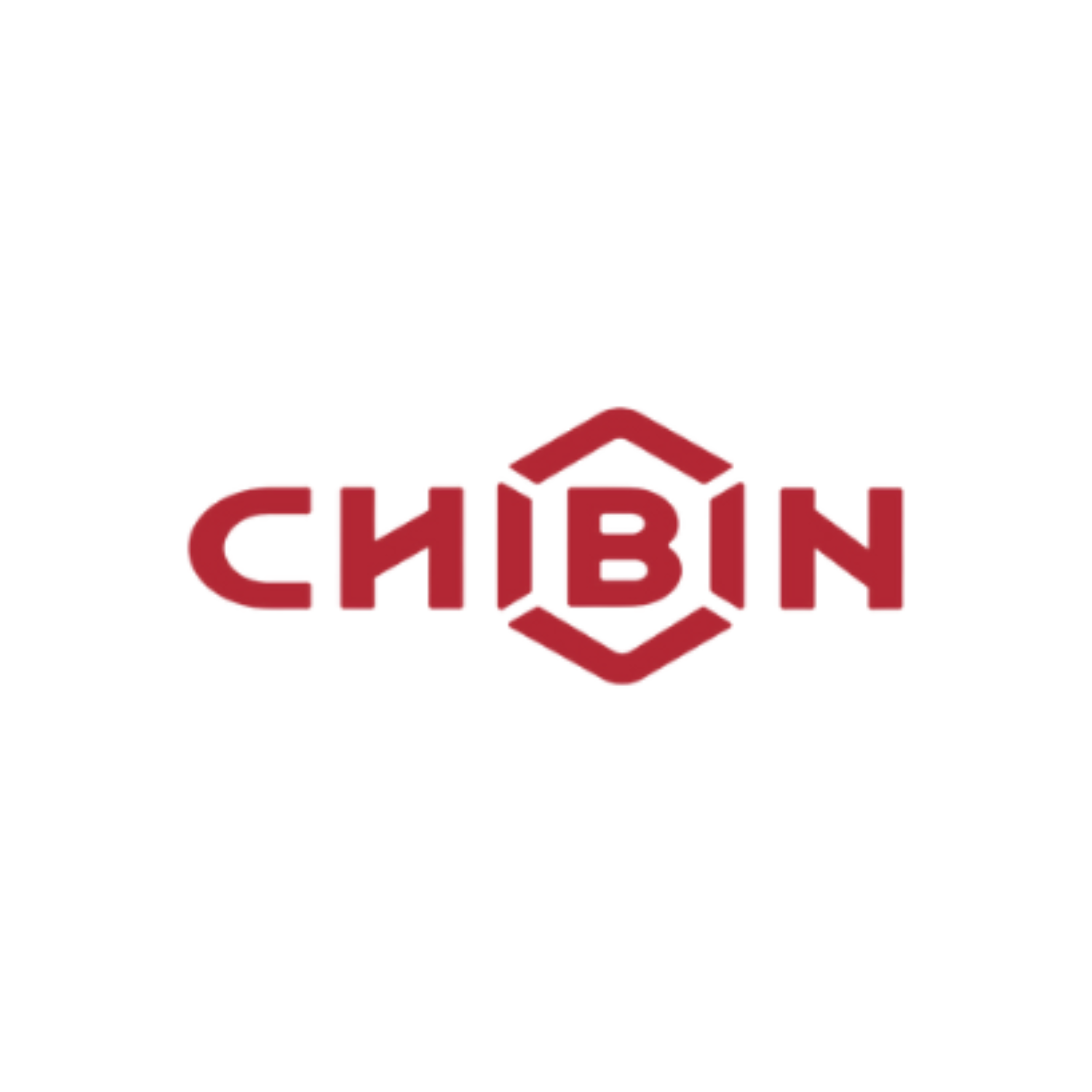 Chibon logo in red with stylized text and geometric design on black background.