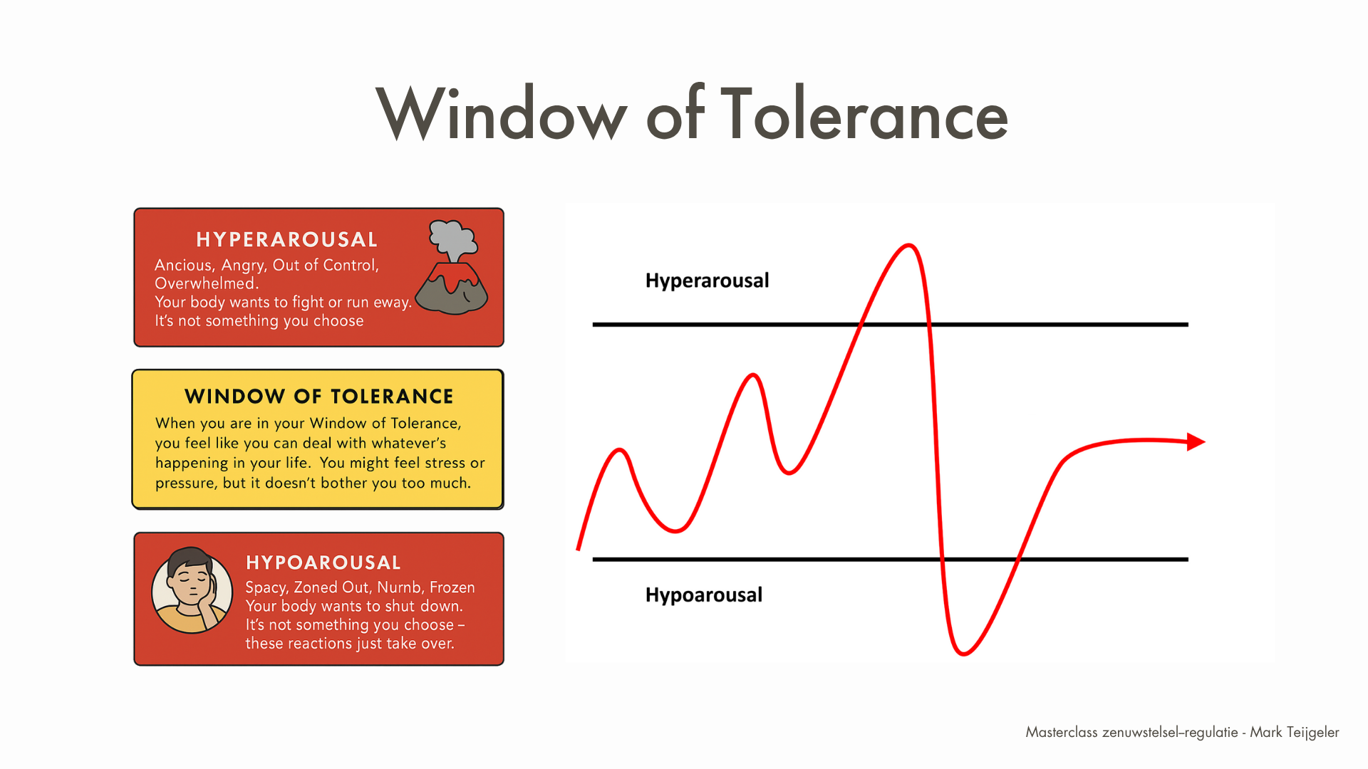 Tekenining van het window of tolerance concept