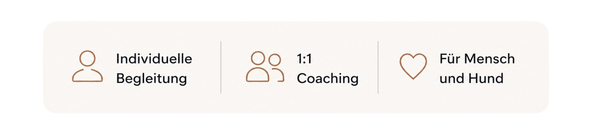 Beratung für Hund und Mensch, individuelle Betreuung, 1:1 Coaching, Herzsymbol, Text in Deutsch