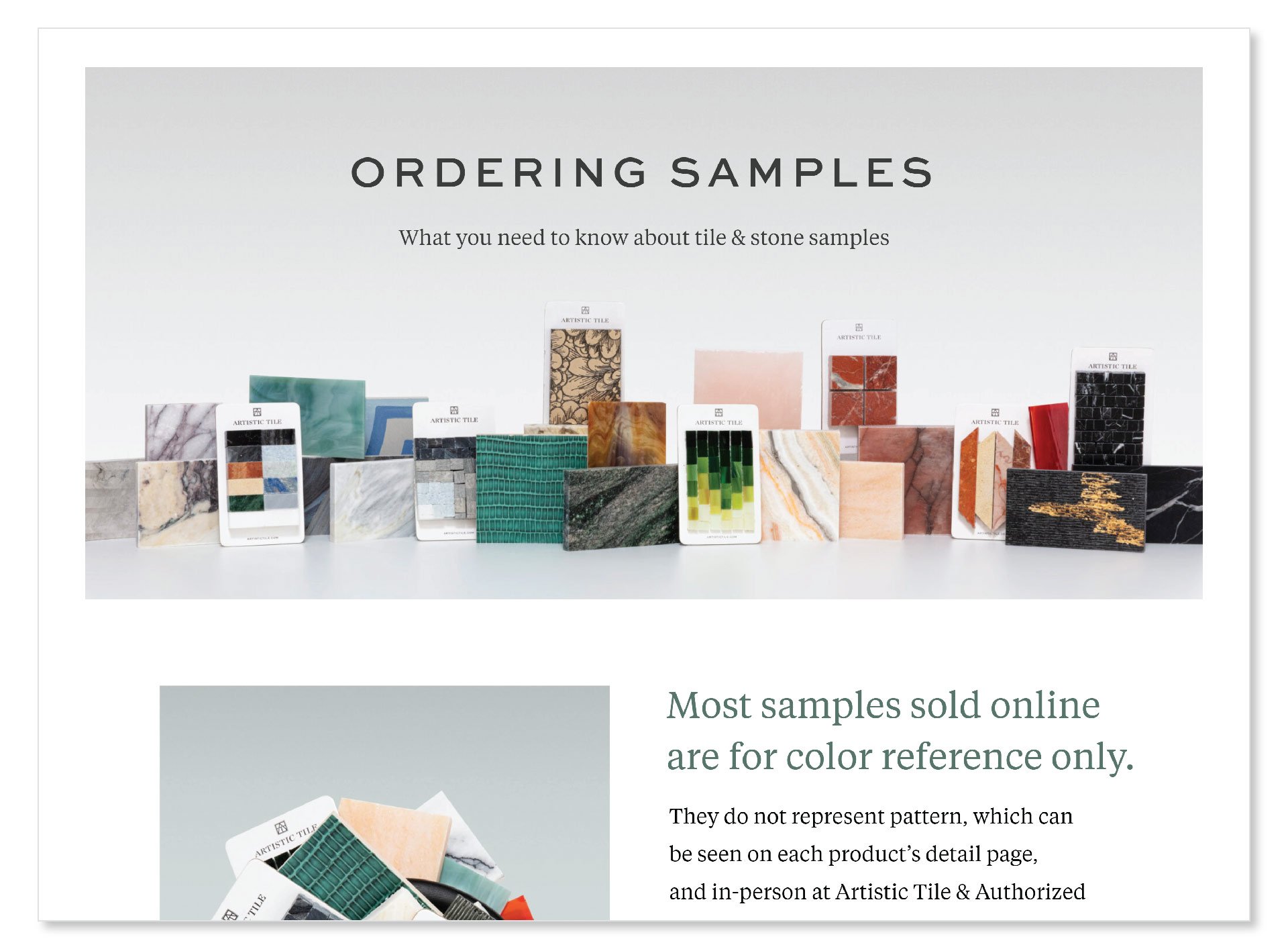 Final design of Ordering Samples landing page