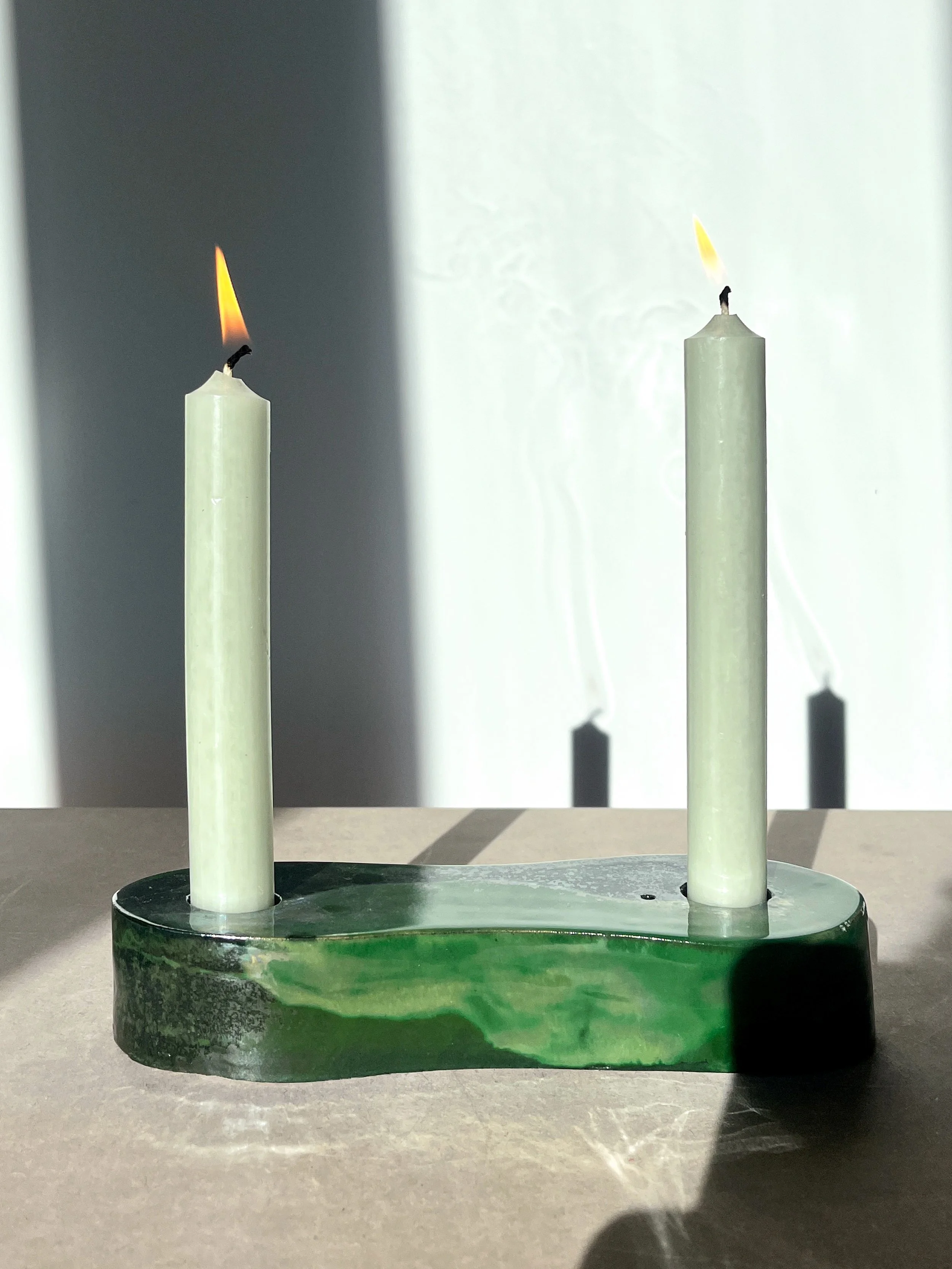 Twin- Kerzenständer, grün