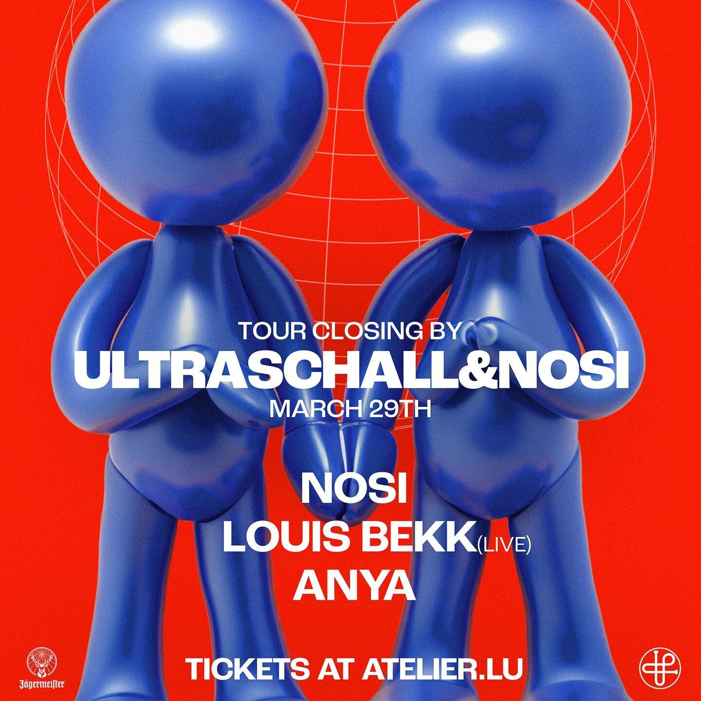 Ultraschall &amp; Nosi Tour Closing🪩

After a sold out Tour Kickoff event and right before we leave for Paris, Vienna &amp; Barcelona next week, it&lsquo;s time to release our Tour Closing event in Luxembourg together with Nosi🛬 

Nosi has played a